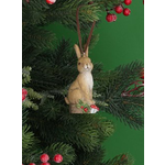 Gisela - Woodland Resin Rabbit on Log with Toadstool Christmas Decoration