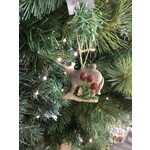 Gisela Graham Resin Badger with Berries Hanging Decoration