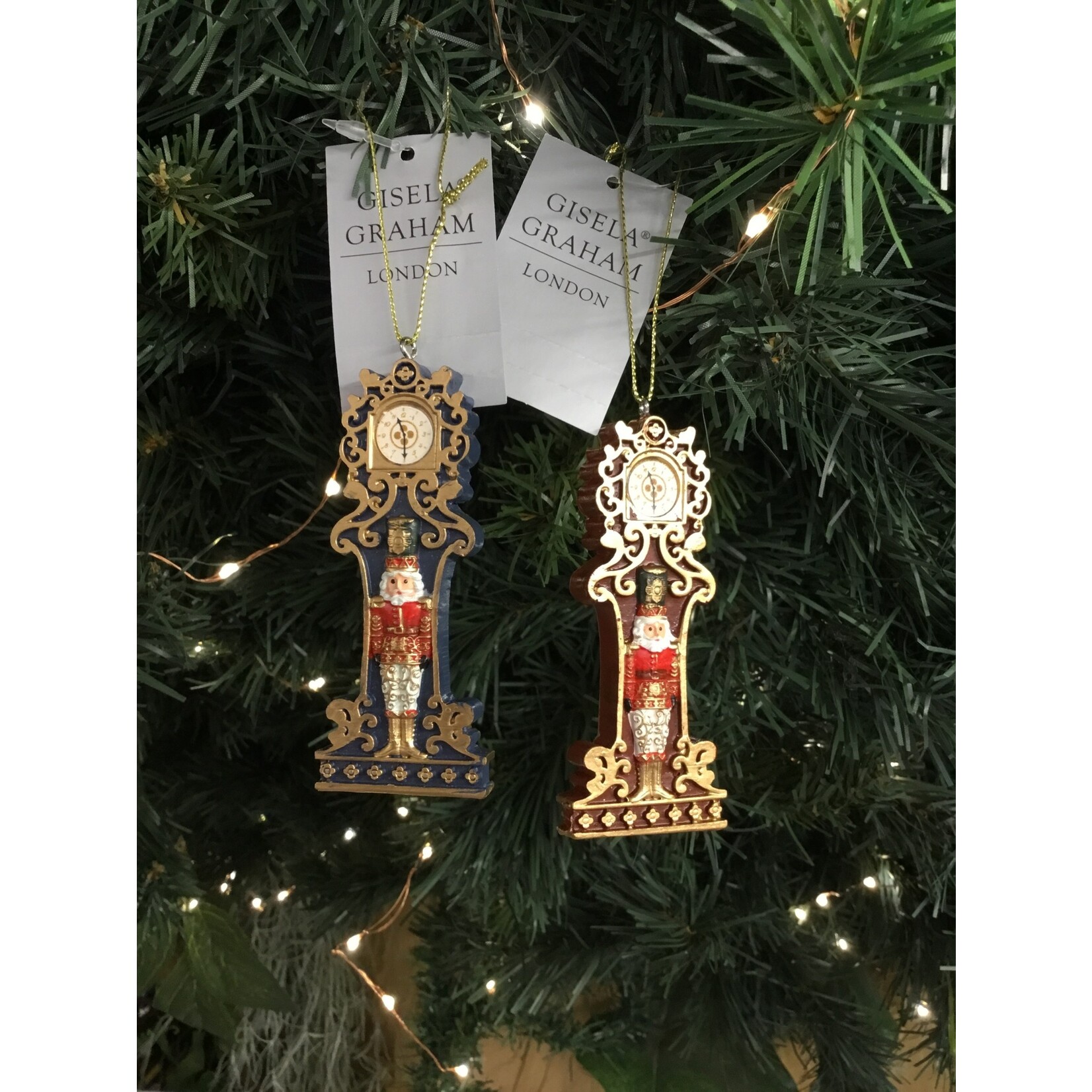 Gisela Graham Resin Clock with Nutcracker Hanging Decoration (2 designs, sold separately)