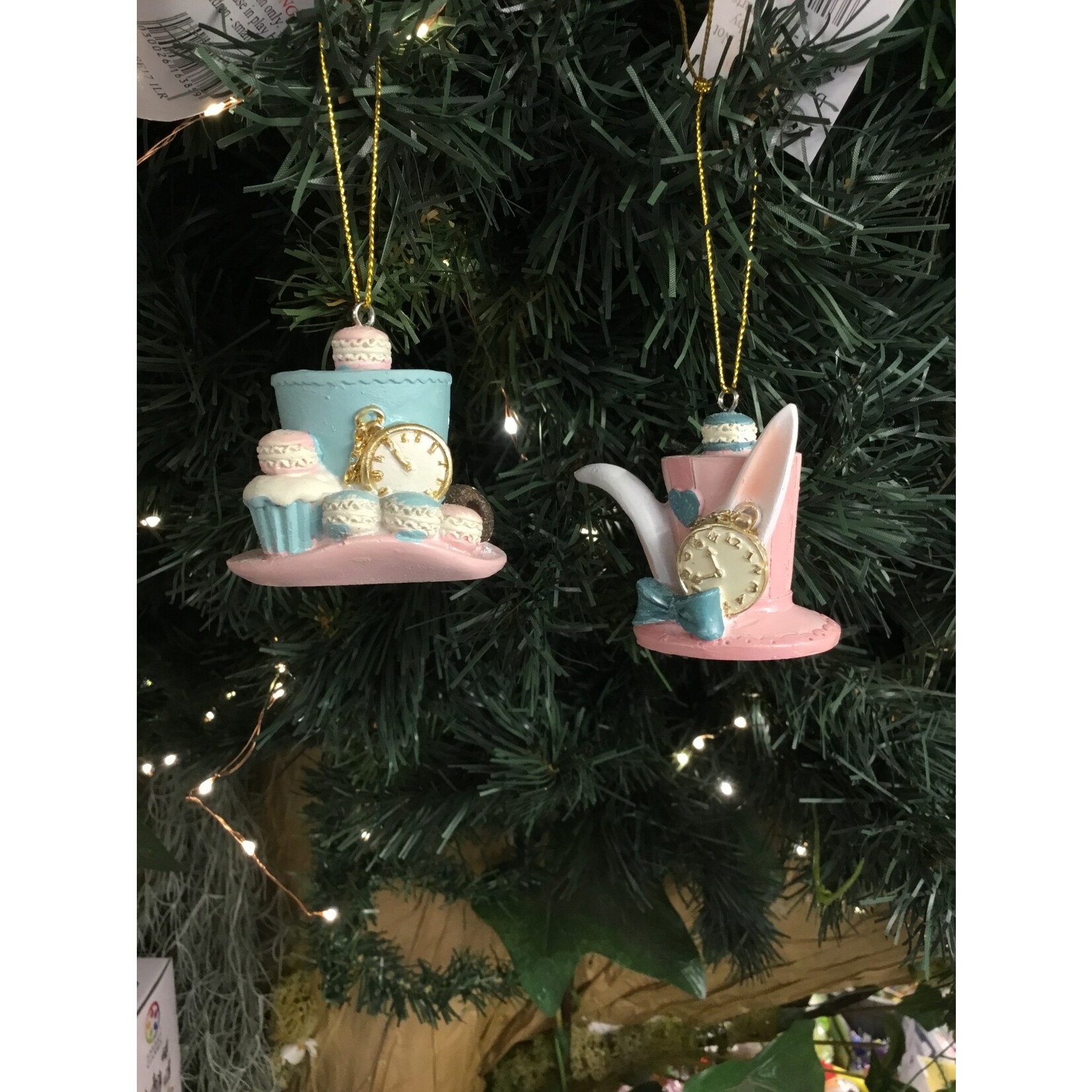 Gisela Graham Resin ‘Mad Hatter’ Hare Hat /  Hat with Ears Hanging Decoration (2 designs, sold separately)