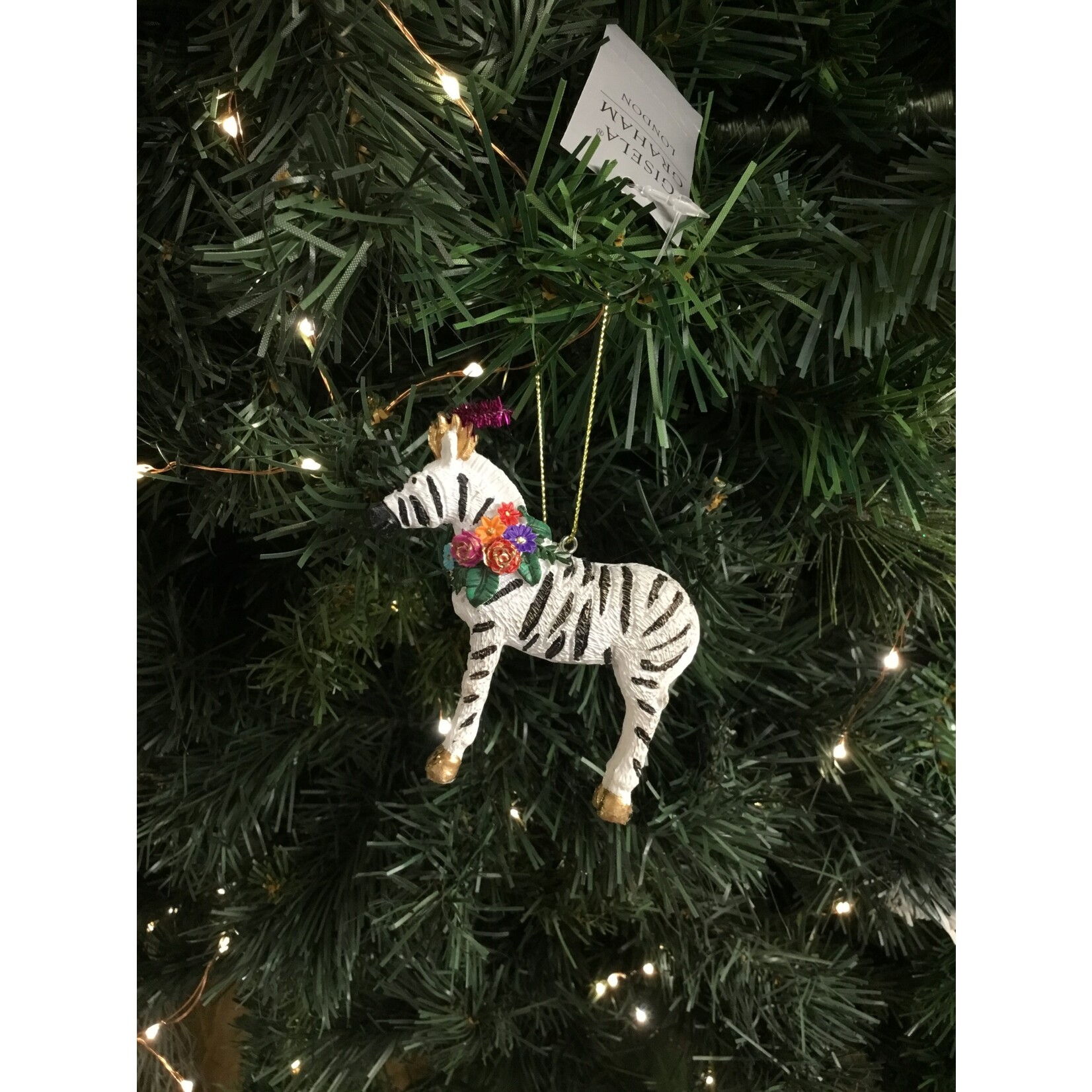Gisela Graham Resin Carnival Zebra Hanging Decoration