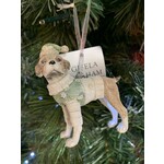 Gisela Graham Pastel Resin Dog Dressed In Green Hanging Decoration