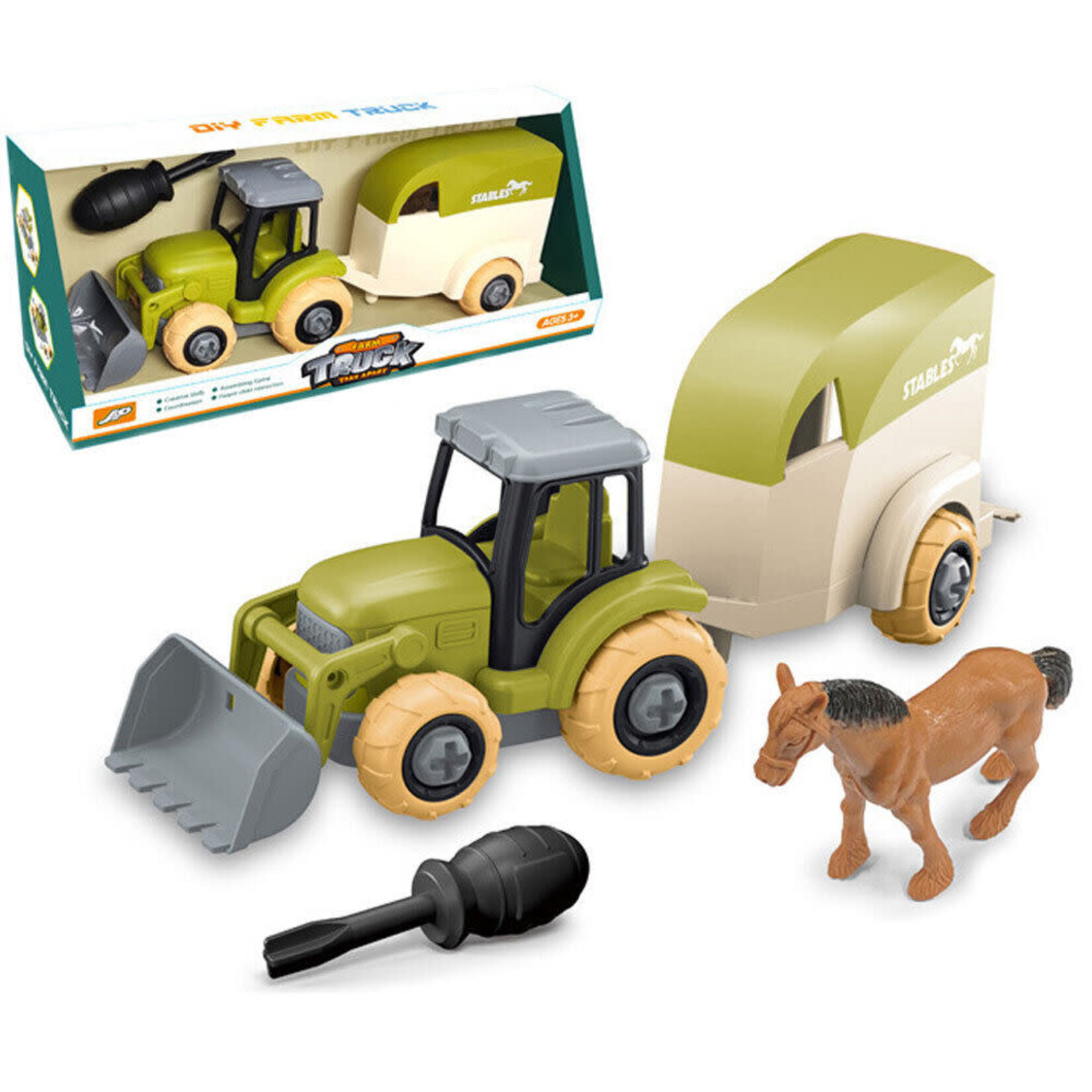 Take Apart Farm Truck - Tractor with Horse Box (2 designs, colours vary)