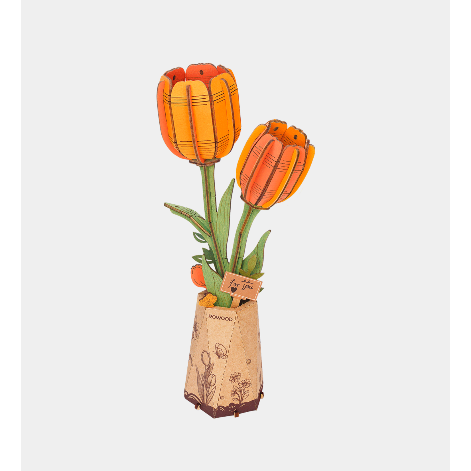 ROWOOD ROWOOD Orange Tulip Wooden Bloom Craft