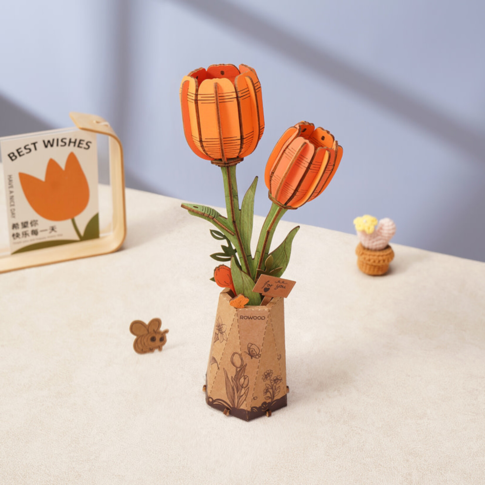 ROWOOD ROWOOD Orange Tulip Wooden Bloom Craft
