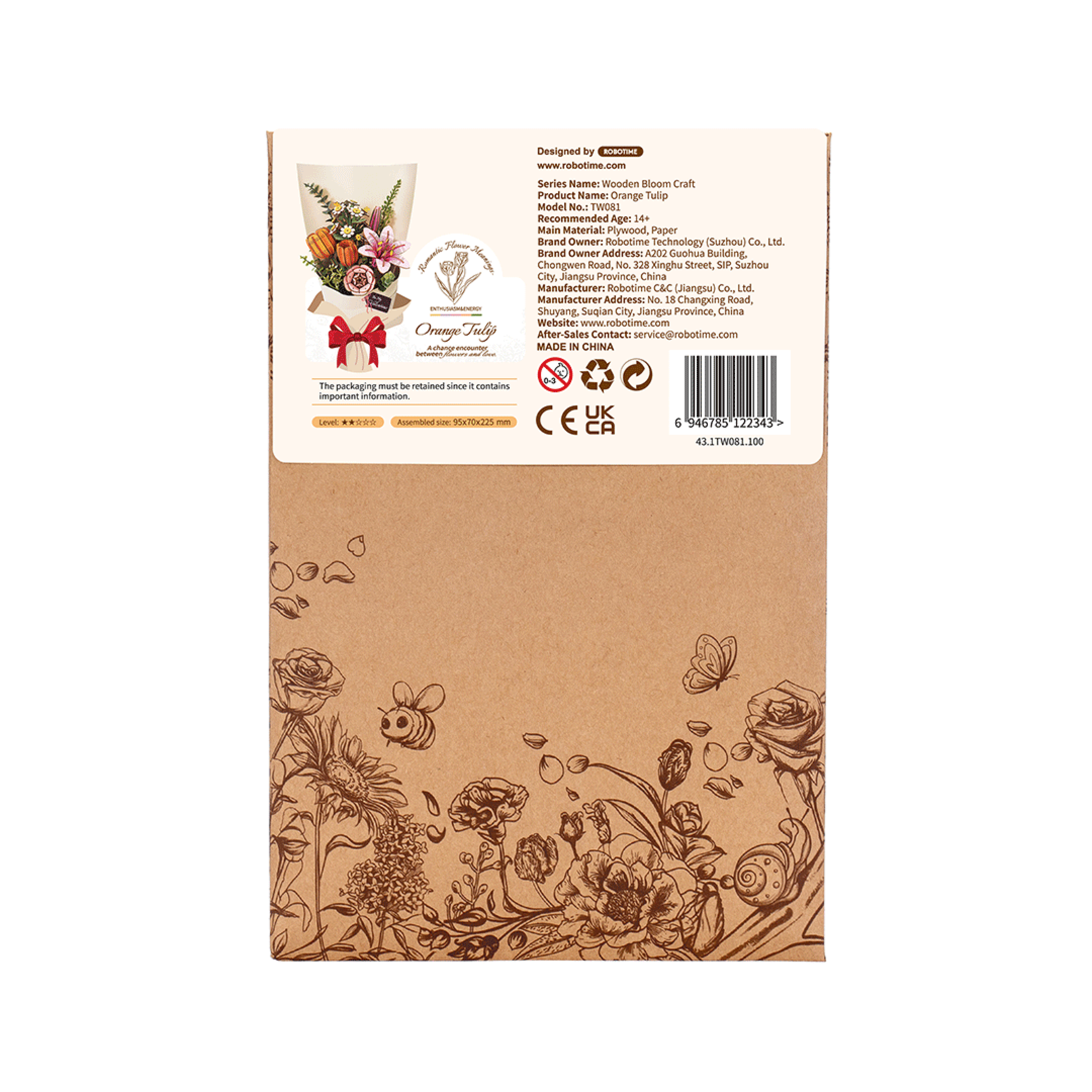 ROWOOD ROWOOD Orange Tulip Wooden Bloom Craft