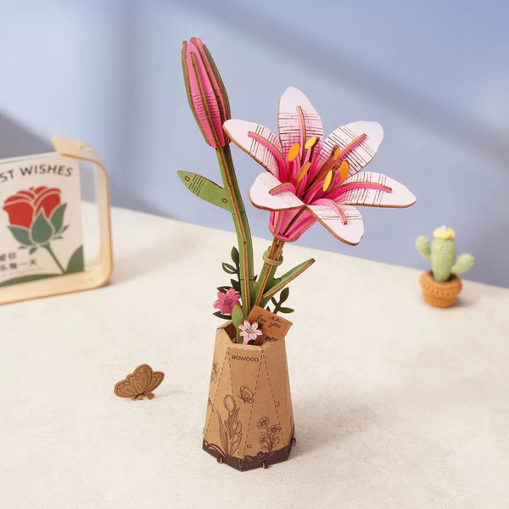 ROWOOD ROWOOD Pink Lily Wooden Bloom Craft