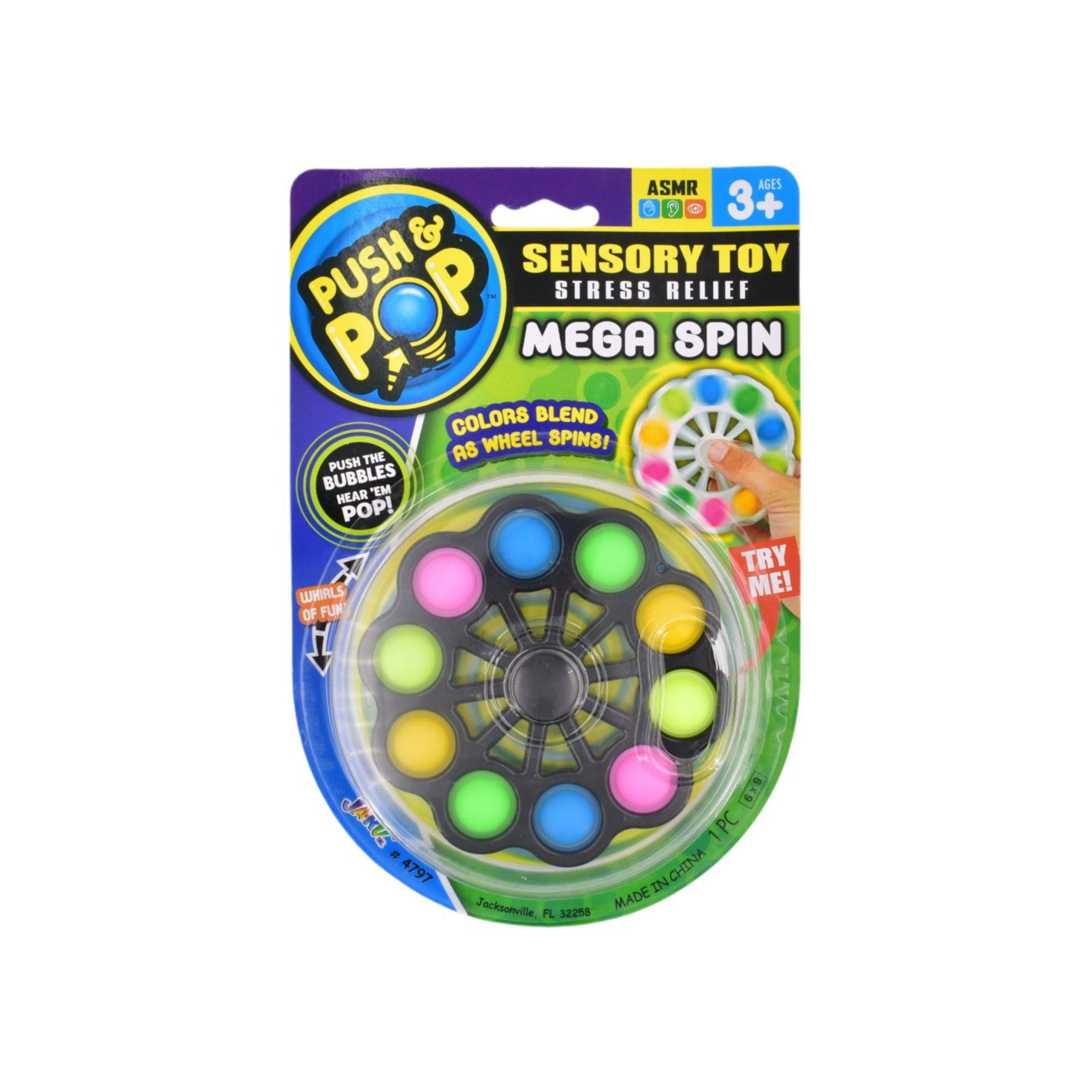 Sensory Push & Pop Spinner (2 assorted colours, sold separately