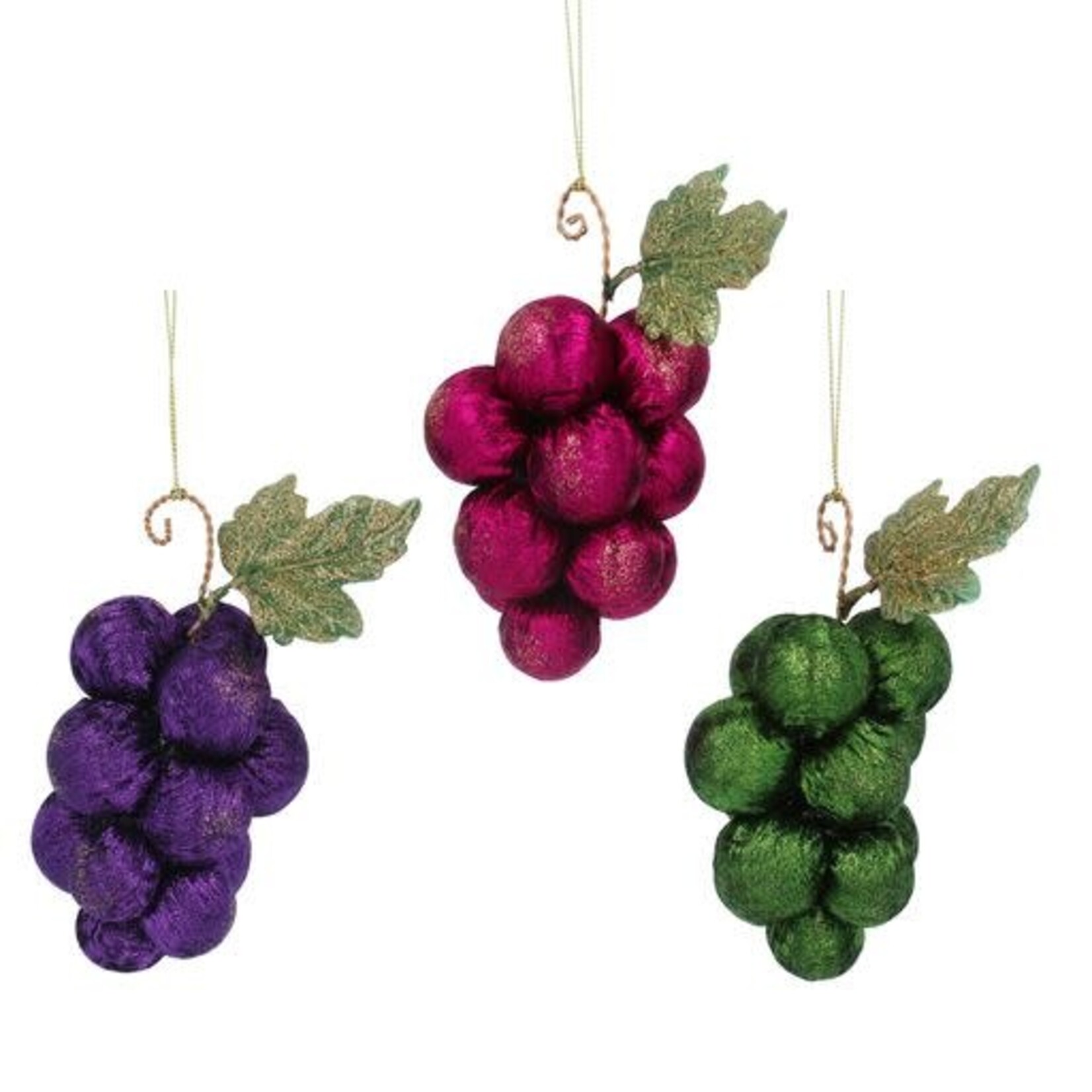 Brocade Grape Bunch with Metal Leaf Hanging Decoration ( 3 colours, sold separately )