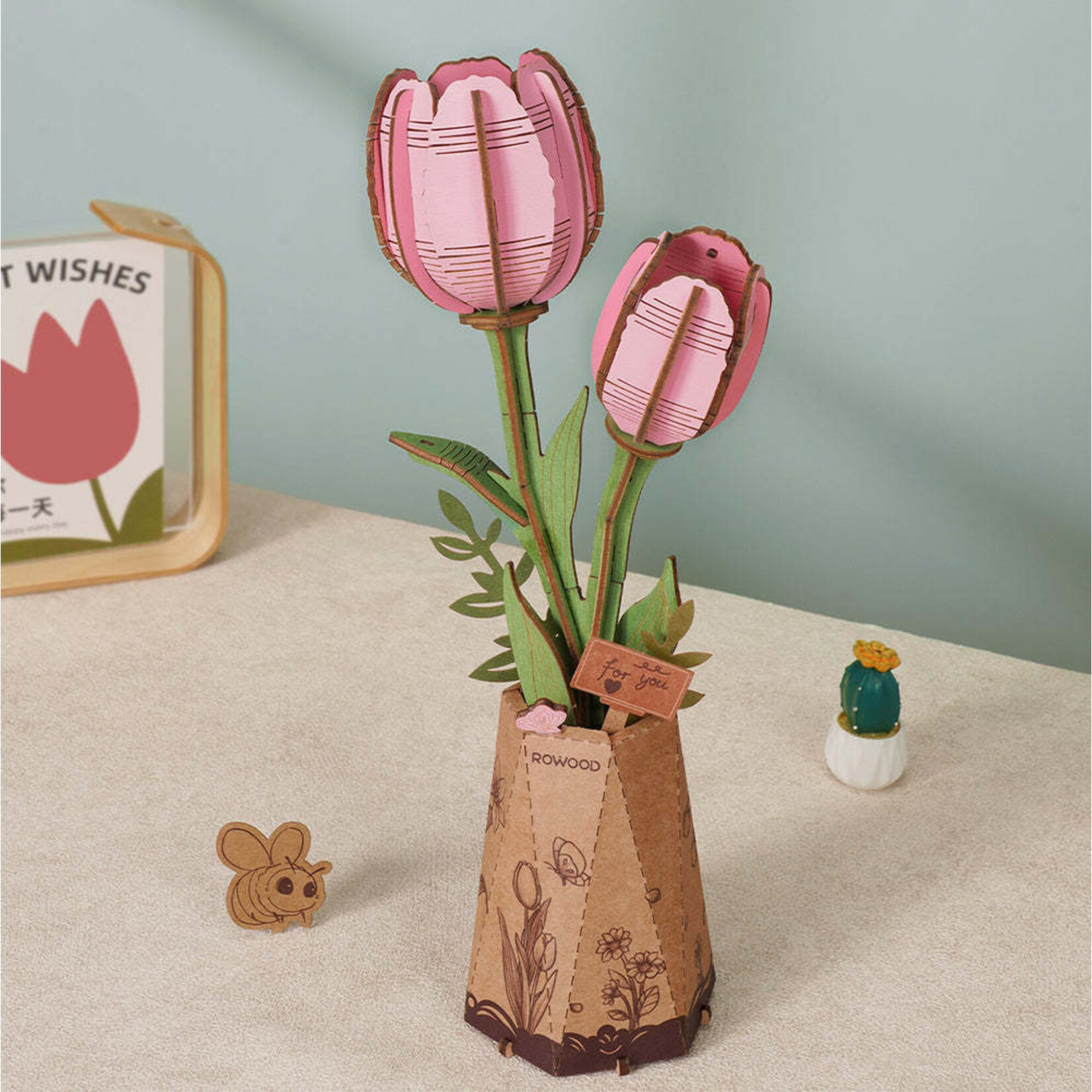 ROWOOD ROWOOD Pink Tulip Wooden Bloom Craft