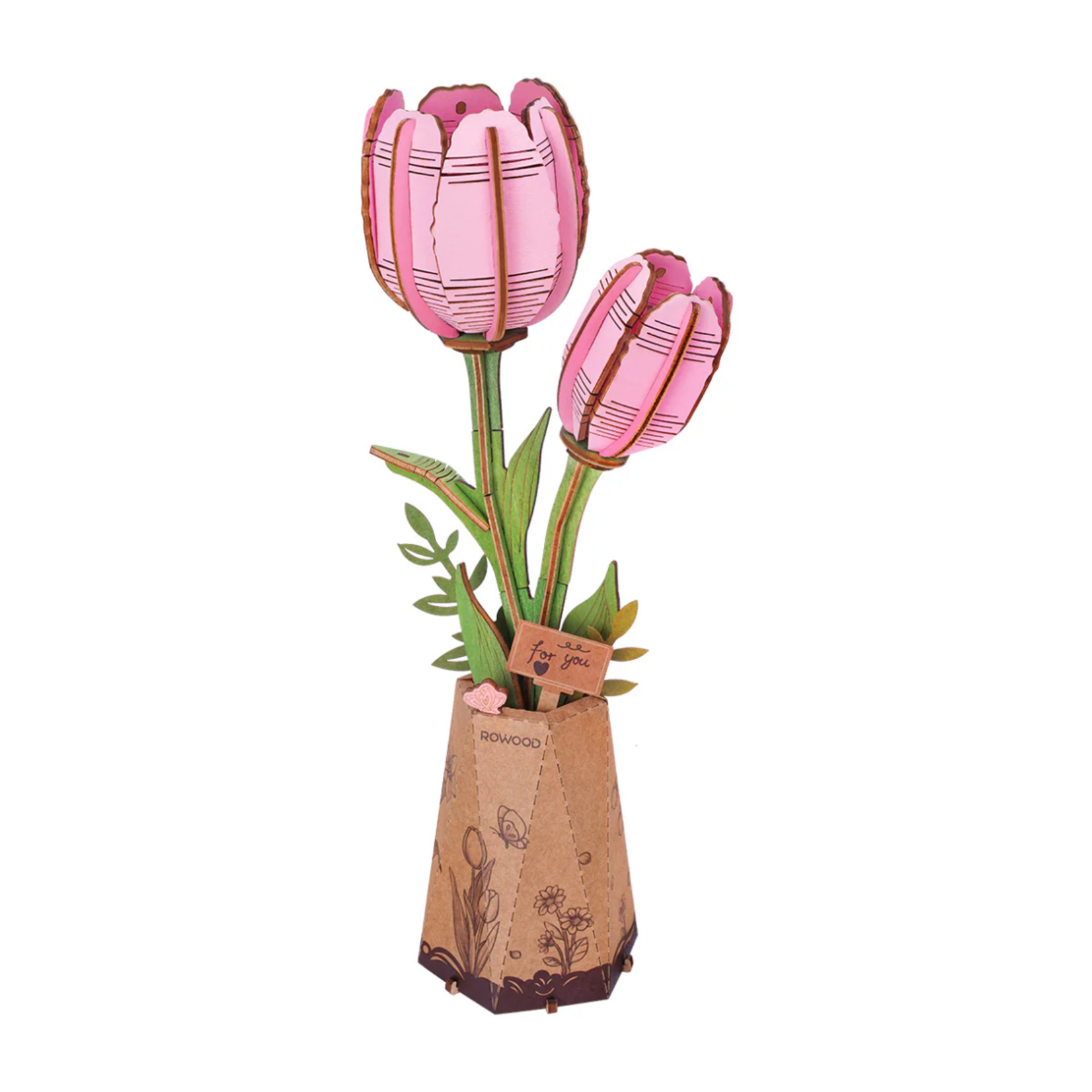 ROWOOD ROWOOD Pink Tulip Wooden Bloom Craft