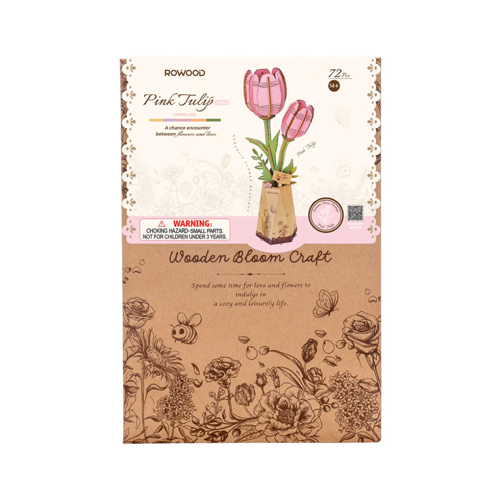 ROWOOD ROWOOD Pink Tulip Wooden Bloom Craft