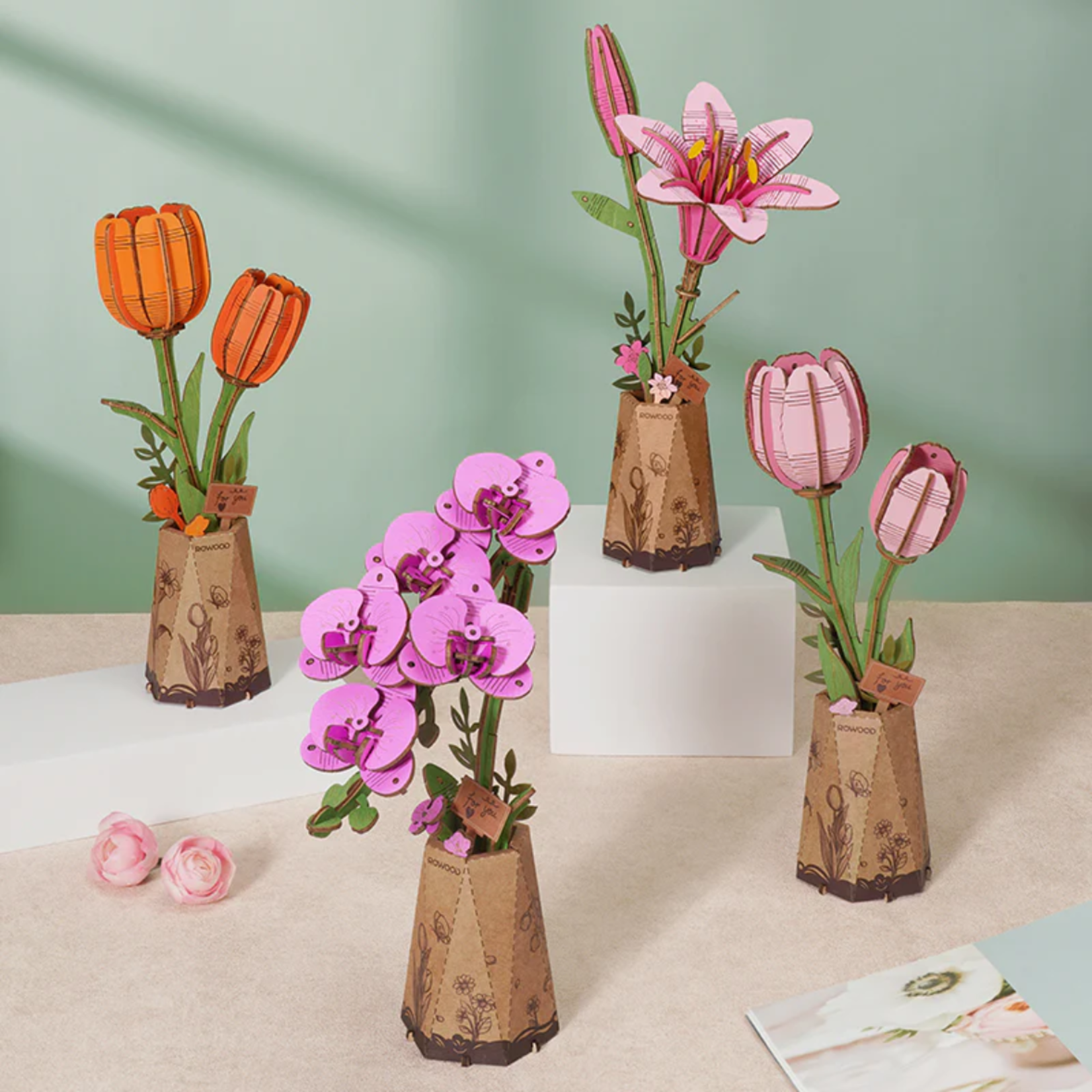 ROWOOD ROWOOD Pink Tulip Wooden Bloom Craft