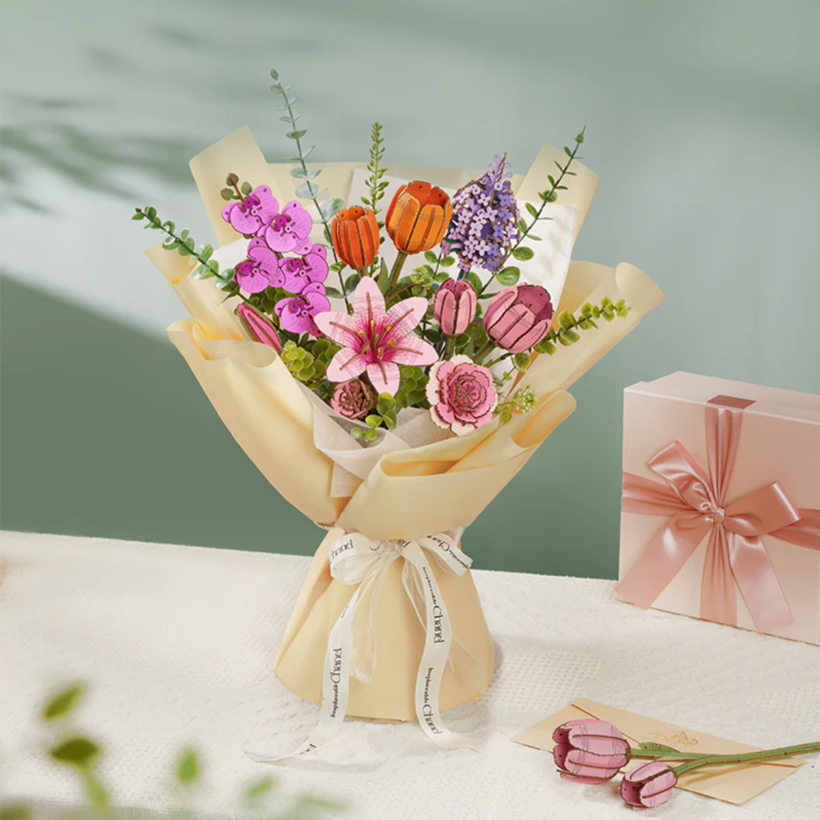 ROWOOD ROWOOD Pink Tulip Wooden Bloom Craft