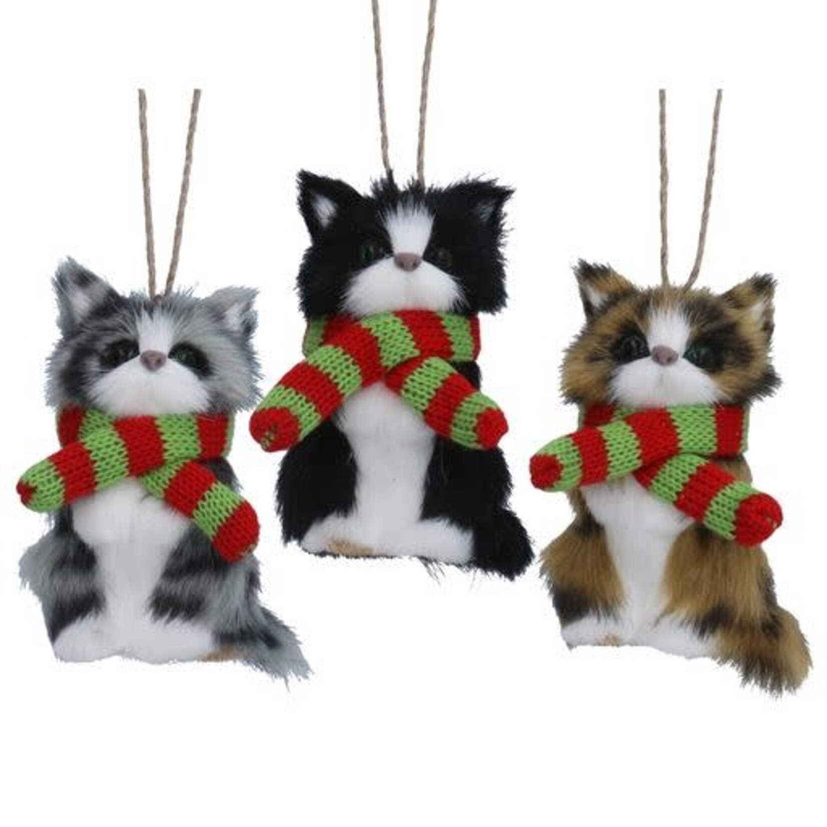 Faux Fur Kitten w/Scarf Hanging Decoration (3 designs, sold separately )