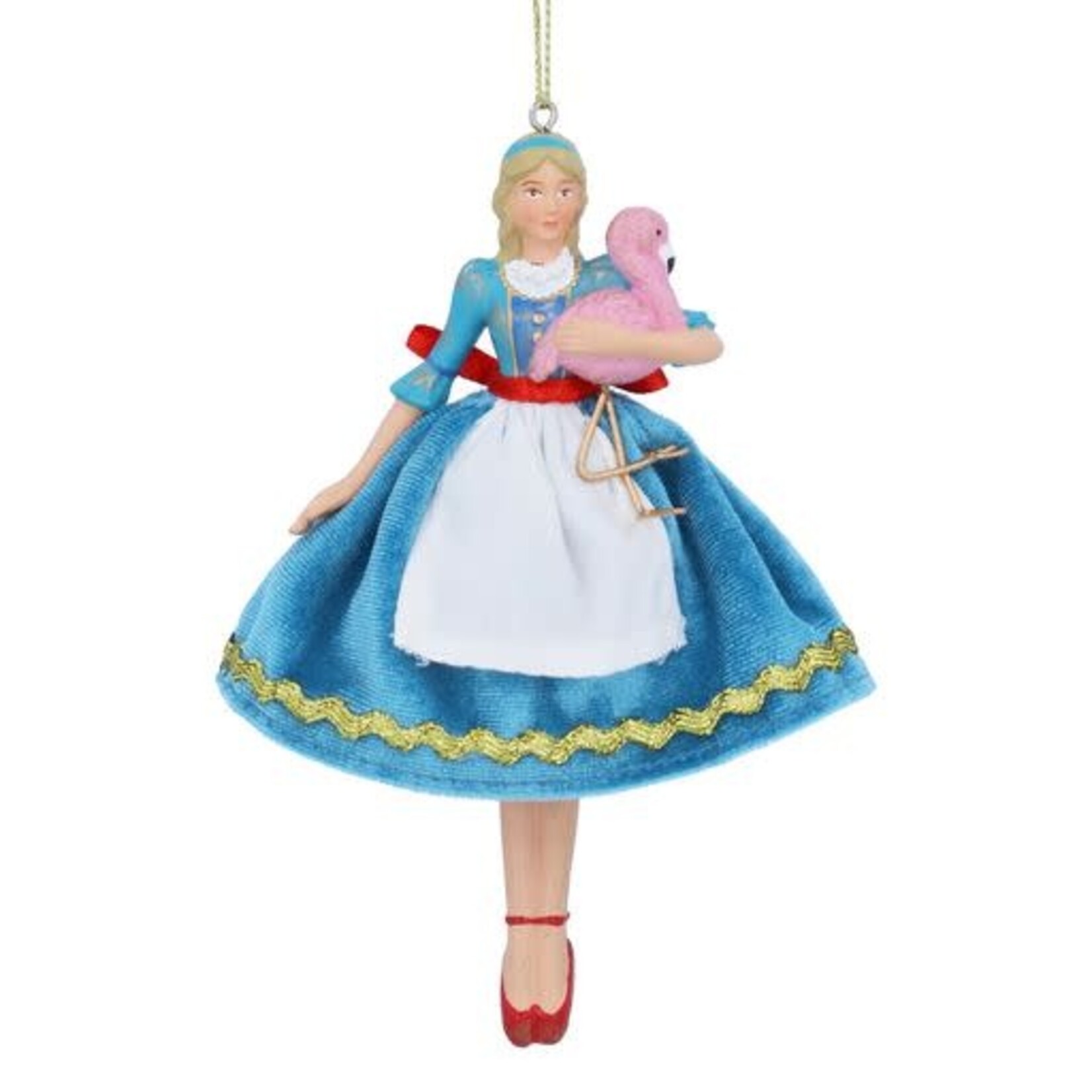 Alice in Wonderland Resin & Velvet Alice w/Flamingo Large Hanging Decoration