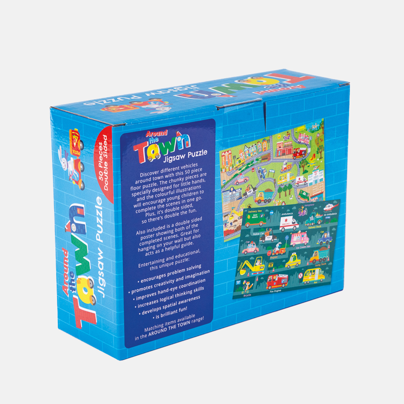 Hey Hugo Around the Town Double Sided Jigsaw Puzzle - 50 pls