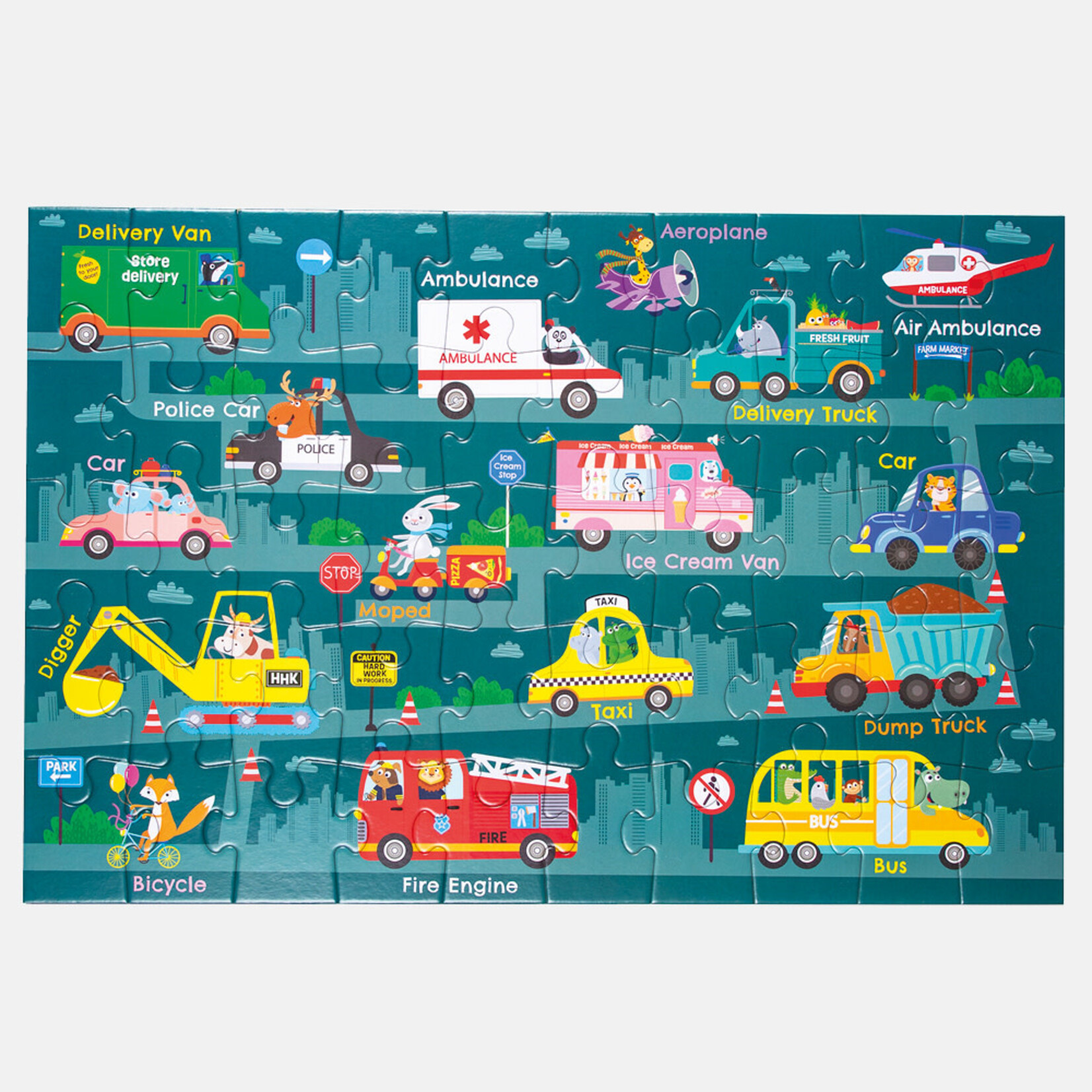 Hey Hugo Around the Town Double Sided Jigsaw Puzzle - 50 pls