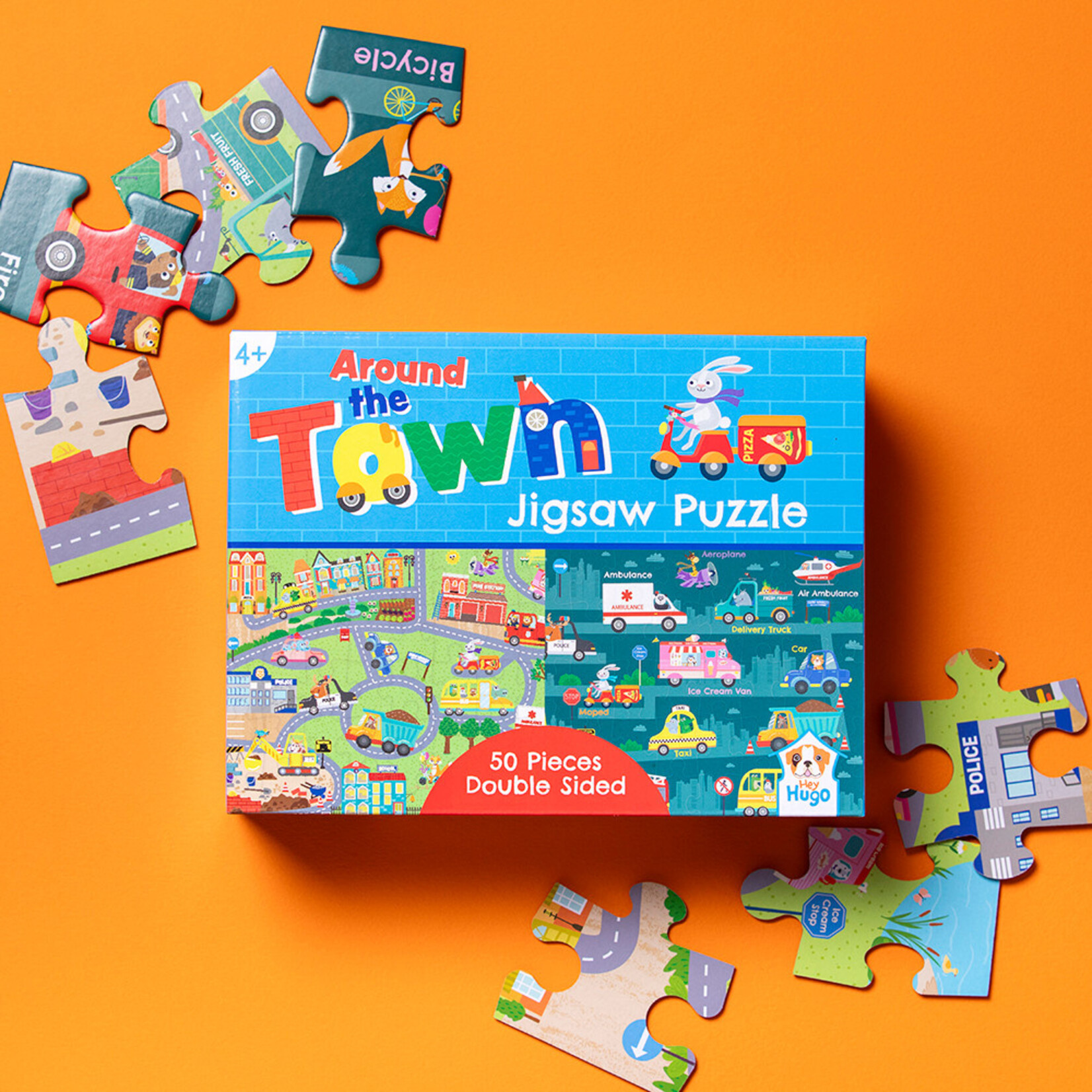 Hey Hugo Around the Town Double Sided Jigsaw Puzzle - 50 pls