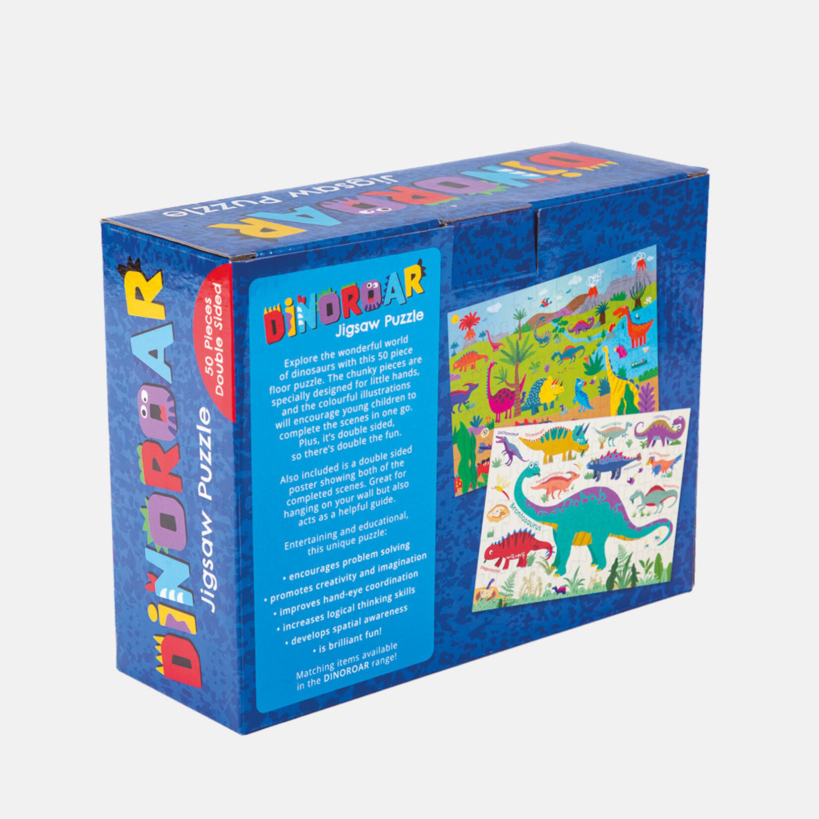 Hey Hugo Dinoroar Double Sided Jigsaw Puzzle 50 pcs