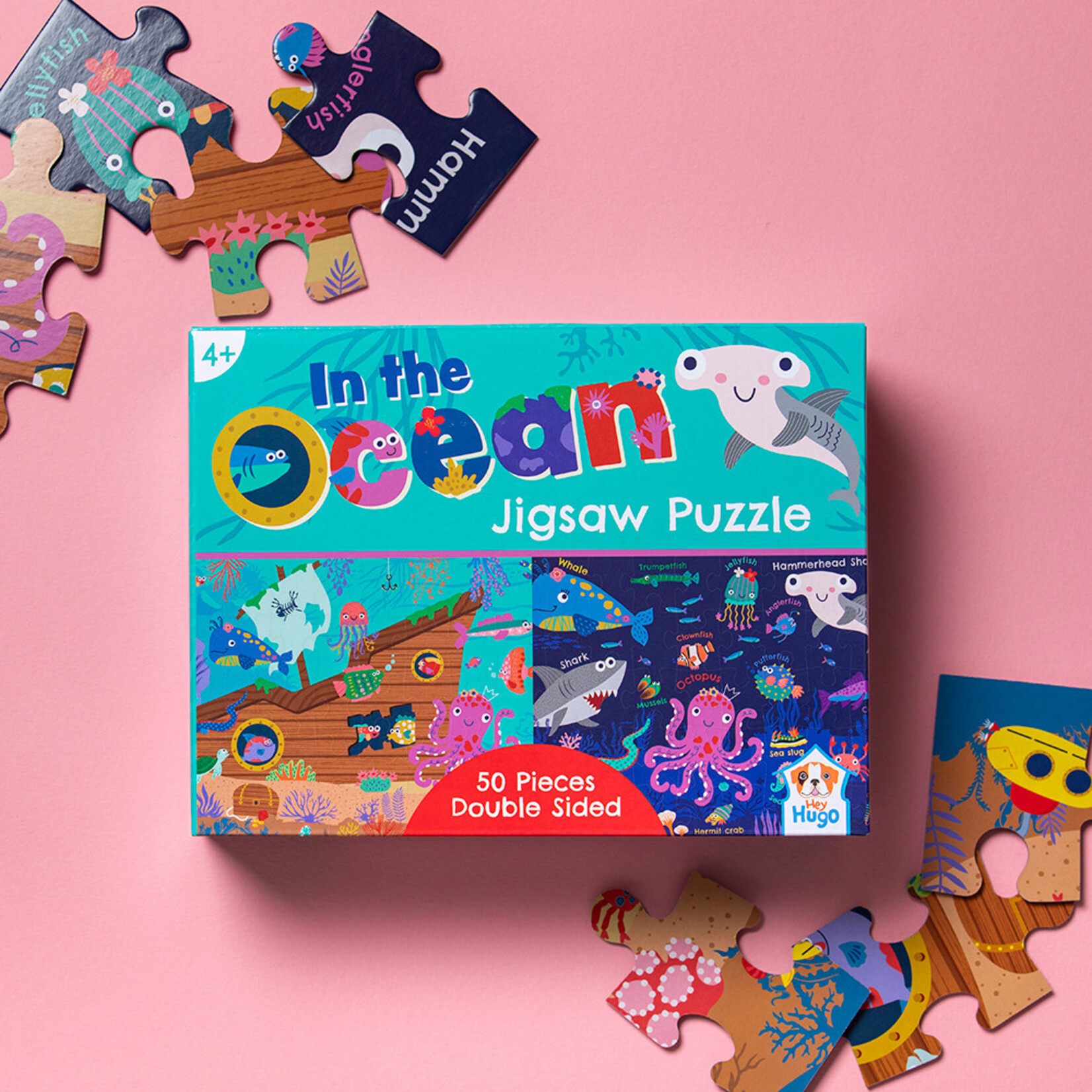 Hey Hugo In the Ocean Double Sided Jigsaw Puzzle - 50 pcs