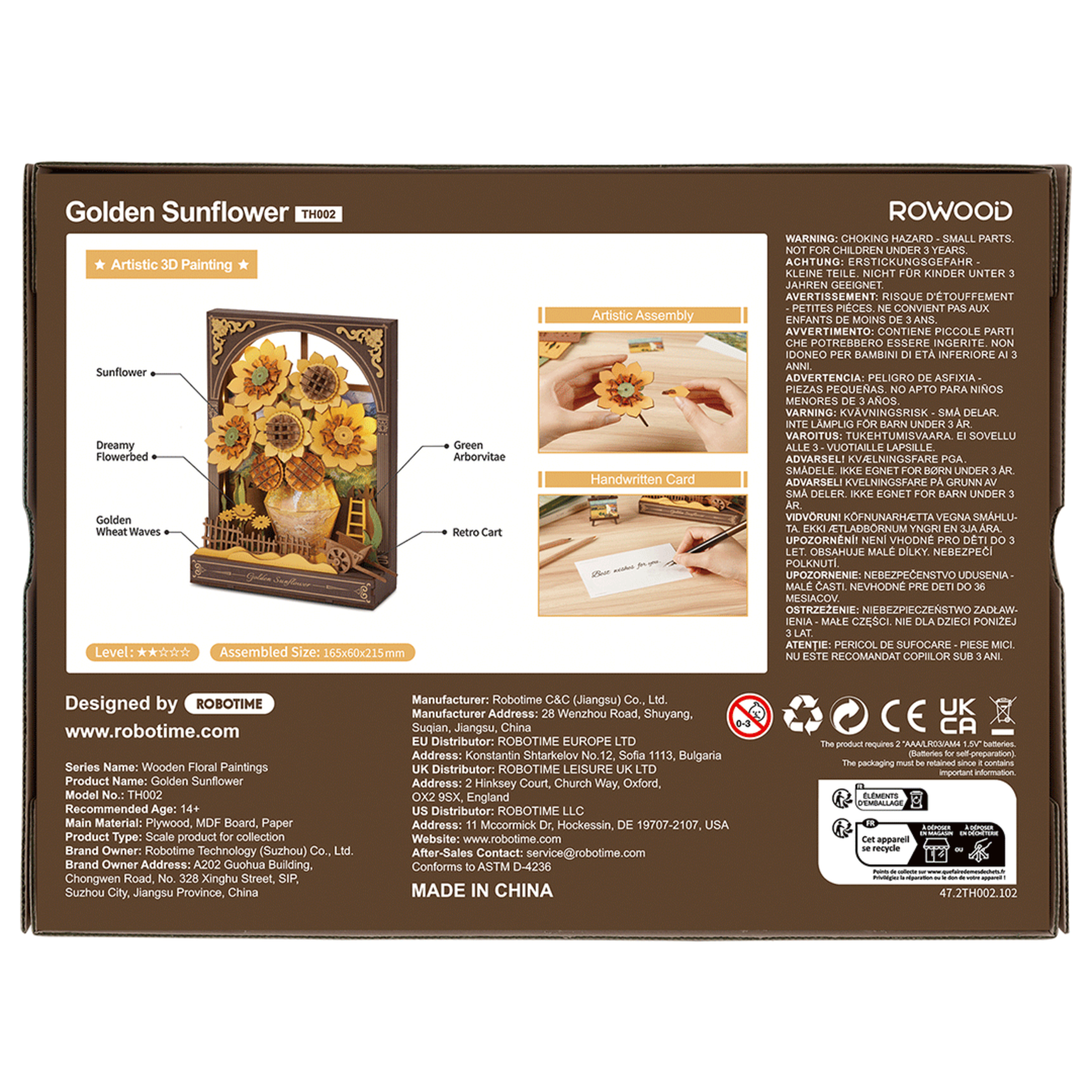 ROWOOD Rowood - Golden Sunflower Wall Art 3D Wooden Puzzle - TH002