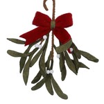 Mixed Wool Mistletoe Brunch with Bow Hanging Decoration