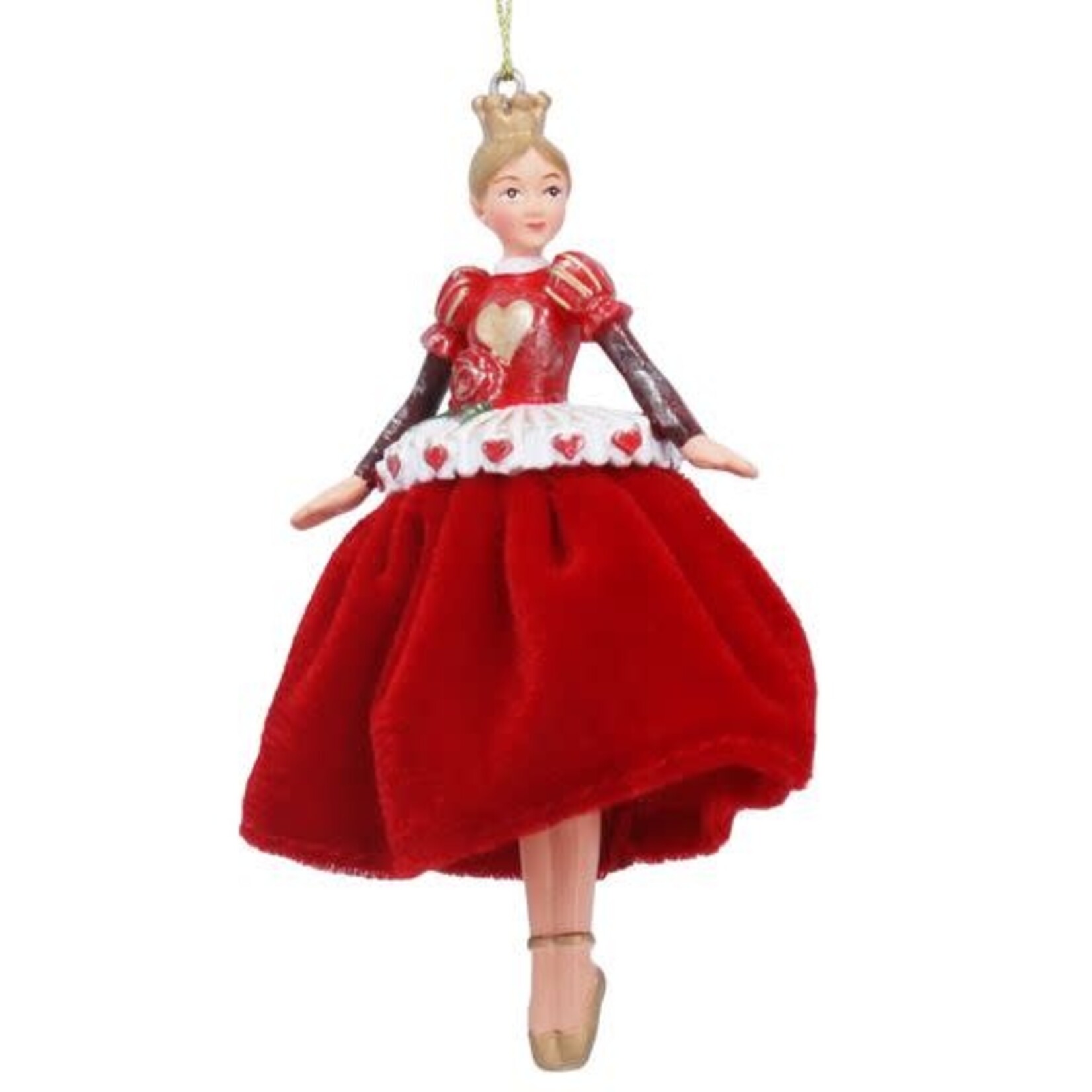 Alice in Wonderland Resin Queen of Hearts w/Velvet Skirt Large Hanging Decoration
