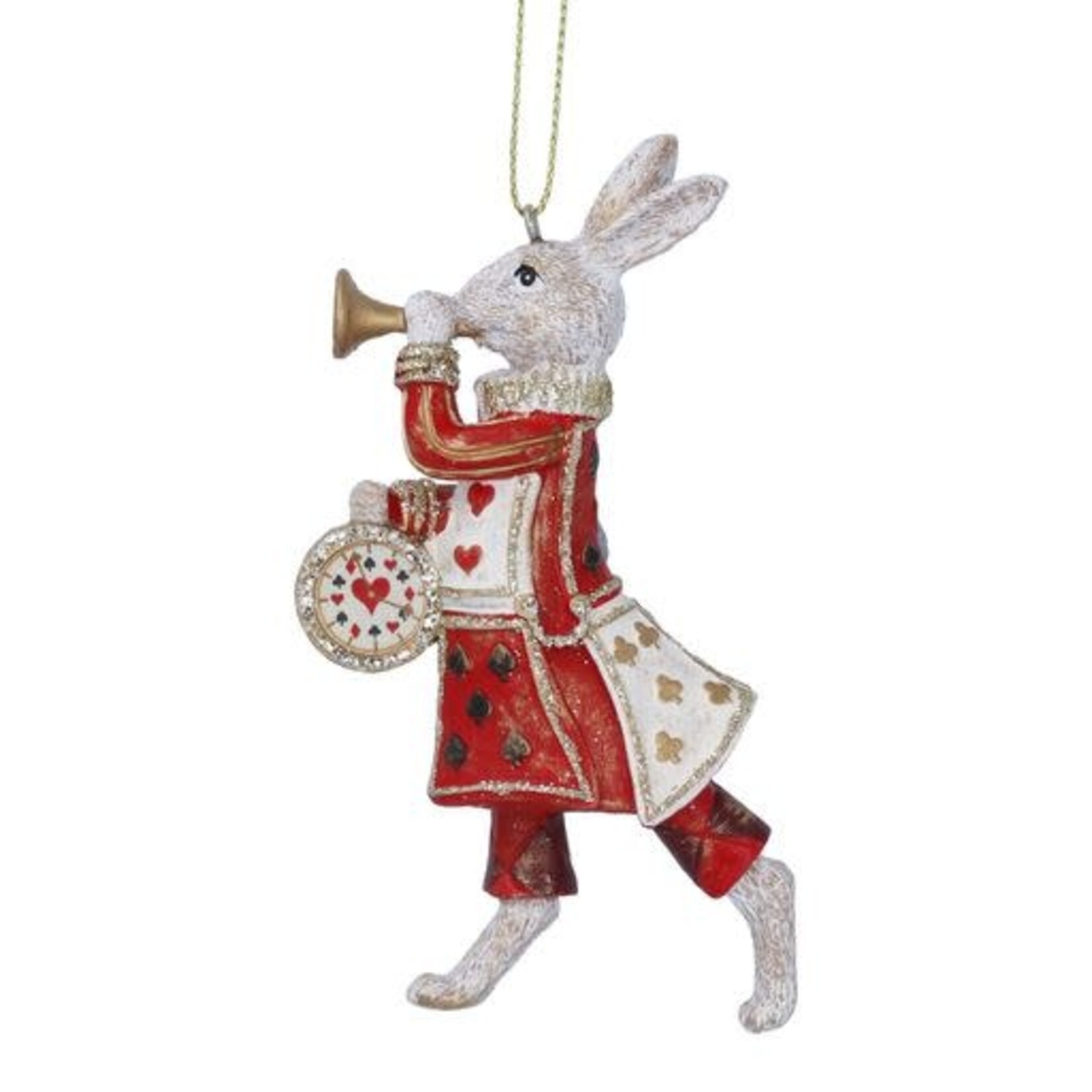 Alice in Wonderland Resin White Rabbit w/Trumpet Hanging Decoration