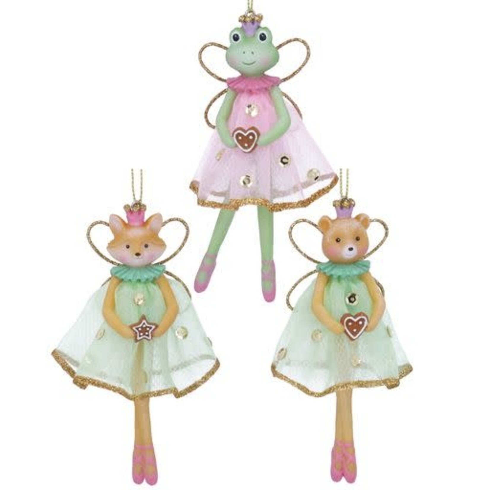 Resin & Organza Frog, Fox & Bear Ballerina Hanging Decoration ( 3 designs, sold separately )