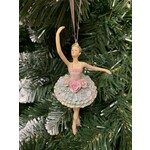 Gisela Graham Pastel Pink & Mint Resin Ballerina Hanging Decoration