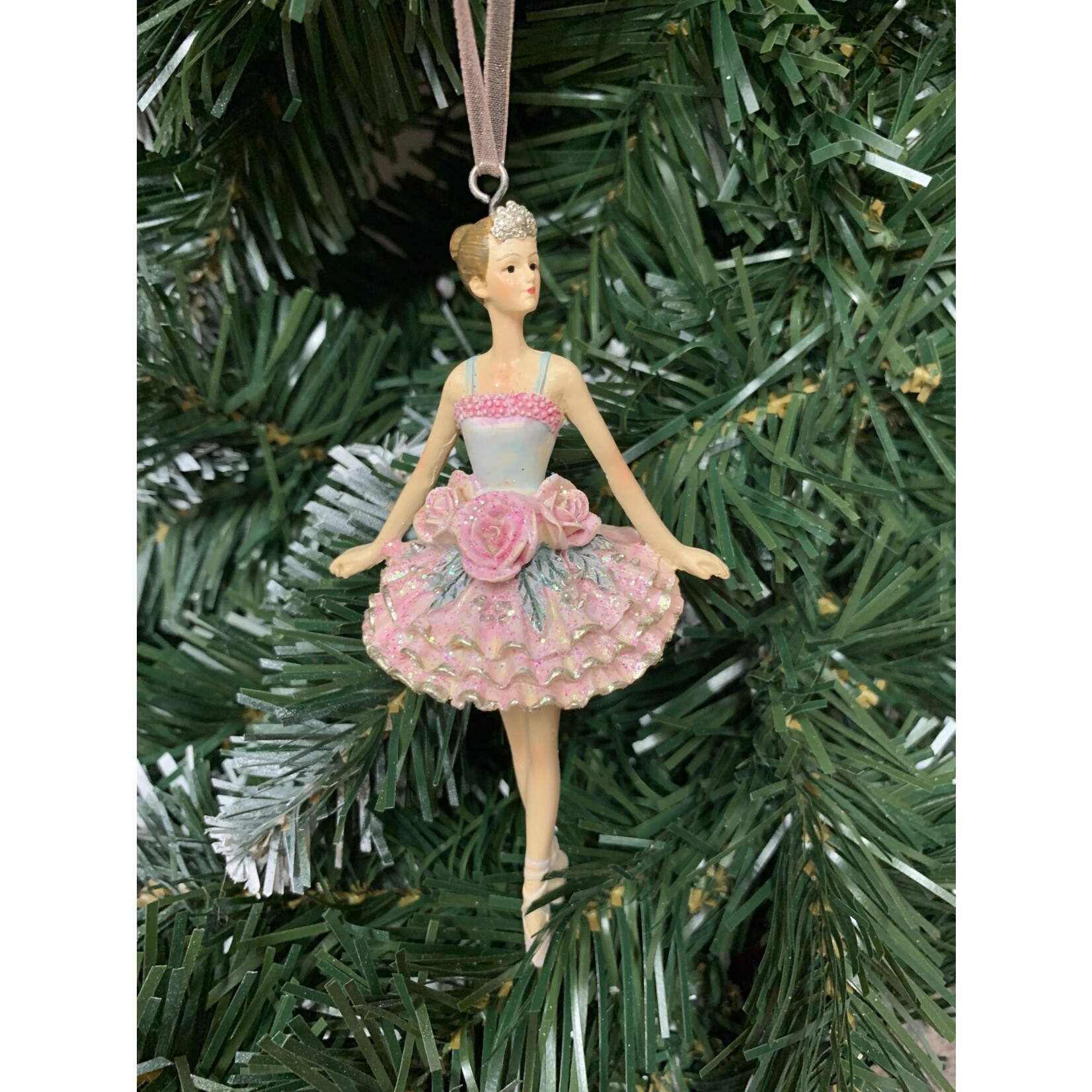 Gisela Graham Pastel Blue & Pink Resin Ballerina Hanging Decoration