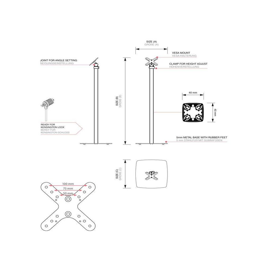 Beeldscherm standaard telescopisch ->22"