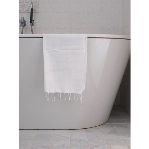 Ottomania hammam handdoek Ottomania 50x100cm wit glanzend Ottomania hammam handdoek Ottomania 50x100cm wit glanzend