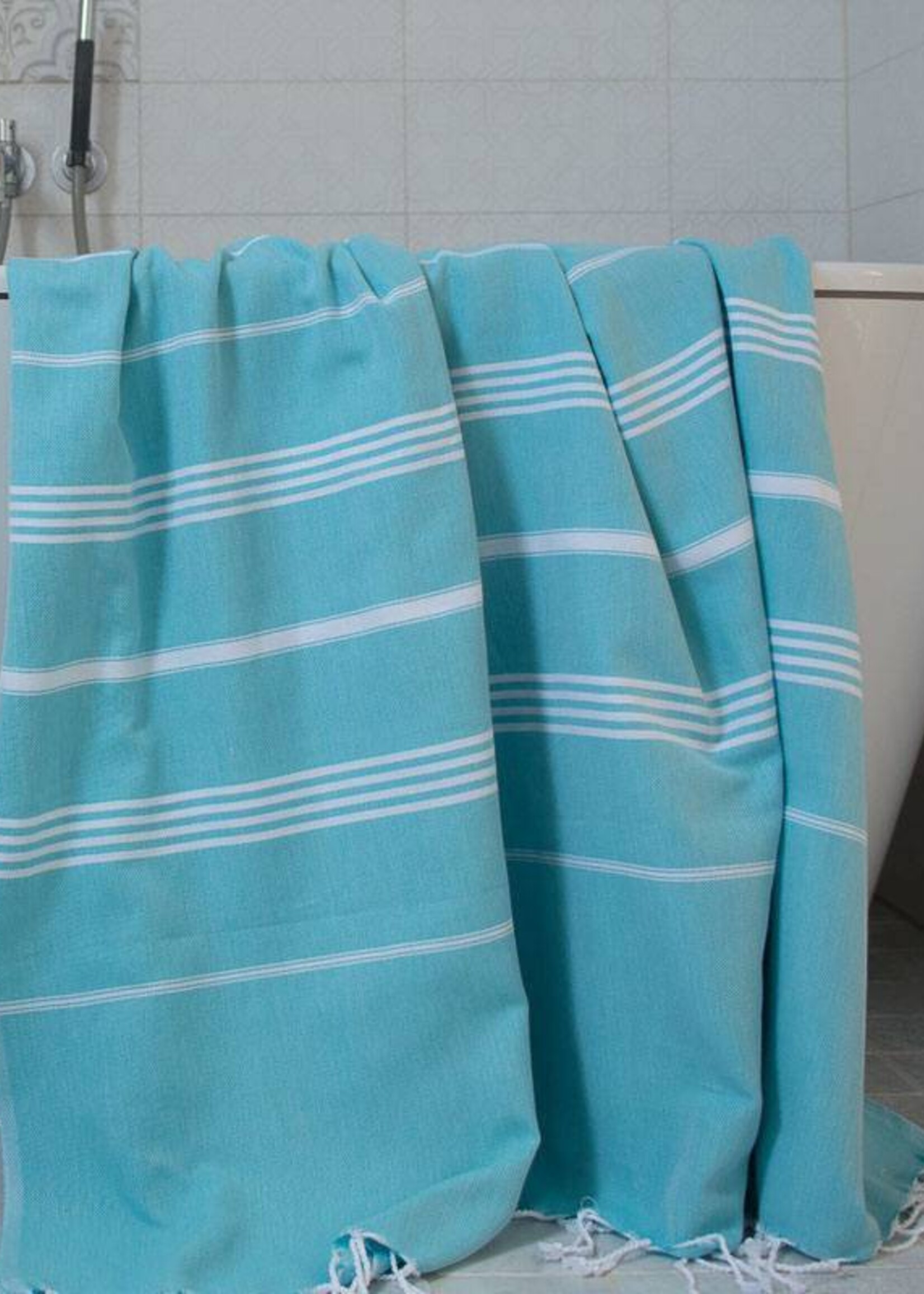 Ottomania hamamdoek Ottomania 160 x 220cm aqua - tweepersoons xxl hamamdoek