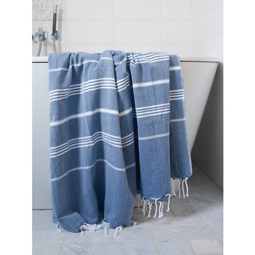 Ottomania hamamdoek Ottomania 160 x 220cm marineblauw Ottomania hamamdoek Ottomania 160 x 220cm marineblauw