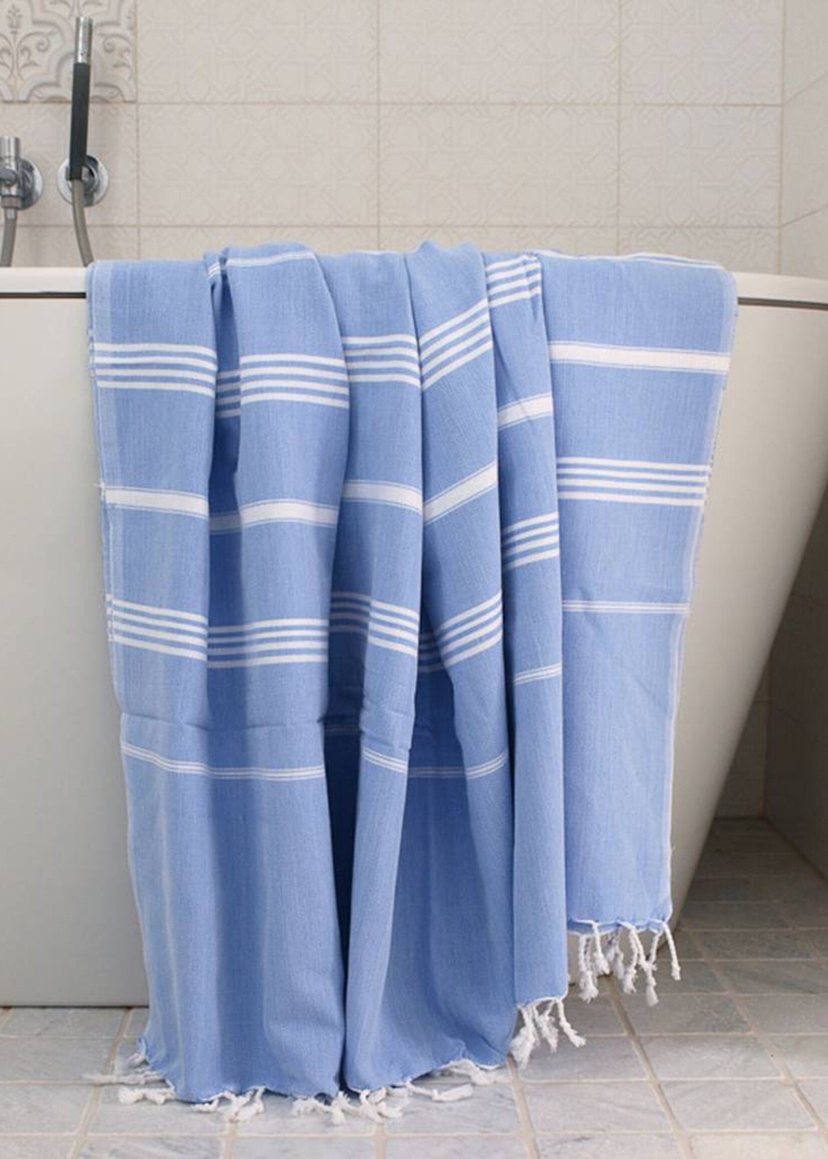 Ottomania hamamdoek Ottomania 160 x 220cm lavendelblauw - tweepersoons xxl hamamdoek