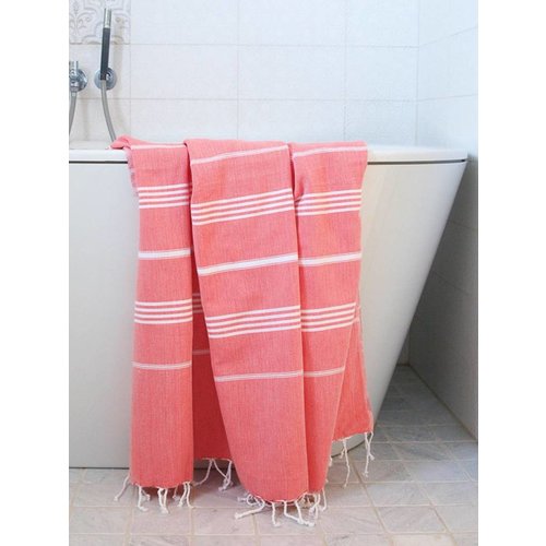 Ottomania hamamdoek Ottomania 160 x 220cm koraalrood Ottomania hamamdoek Ottomania 160 x 220cm koraalrood