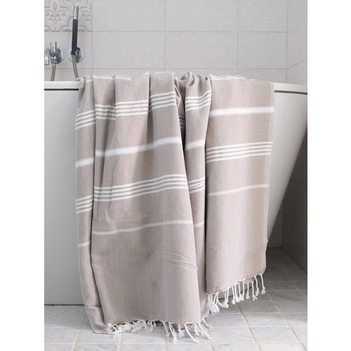 Ottomania hamamdoek Ottomania 160 x 220cm grijsbeige Ottomania hamamdoek Ottomania 160 x 220cm grijsbeige