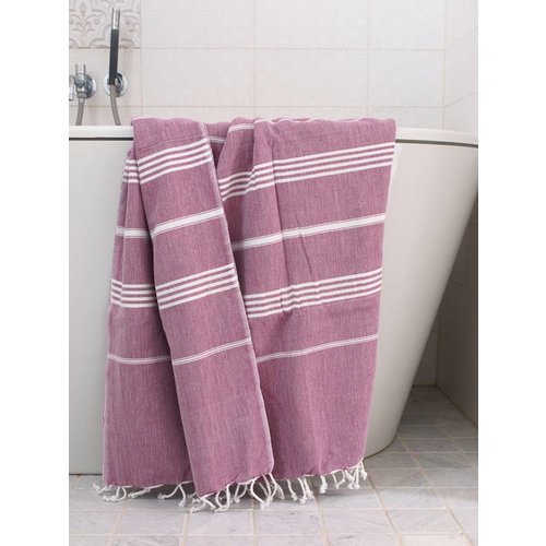 Ottomania hamamdoek Ottomania 160 x 220cm framboos Ottomania hamamdoek Ottomania 160 x 220cm framboos