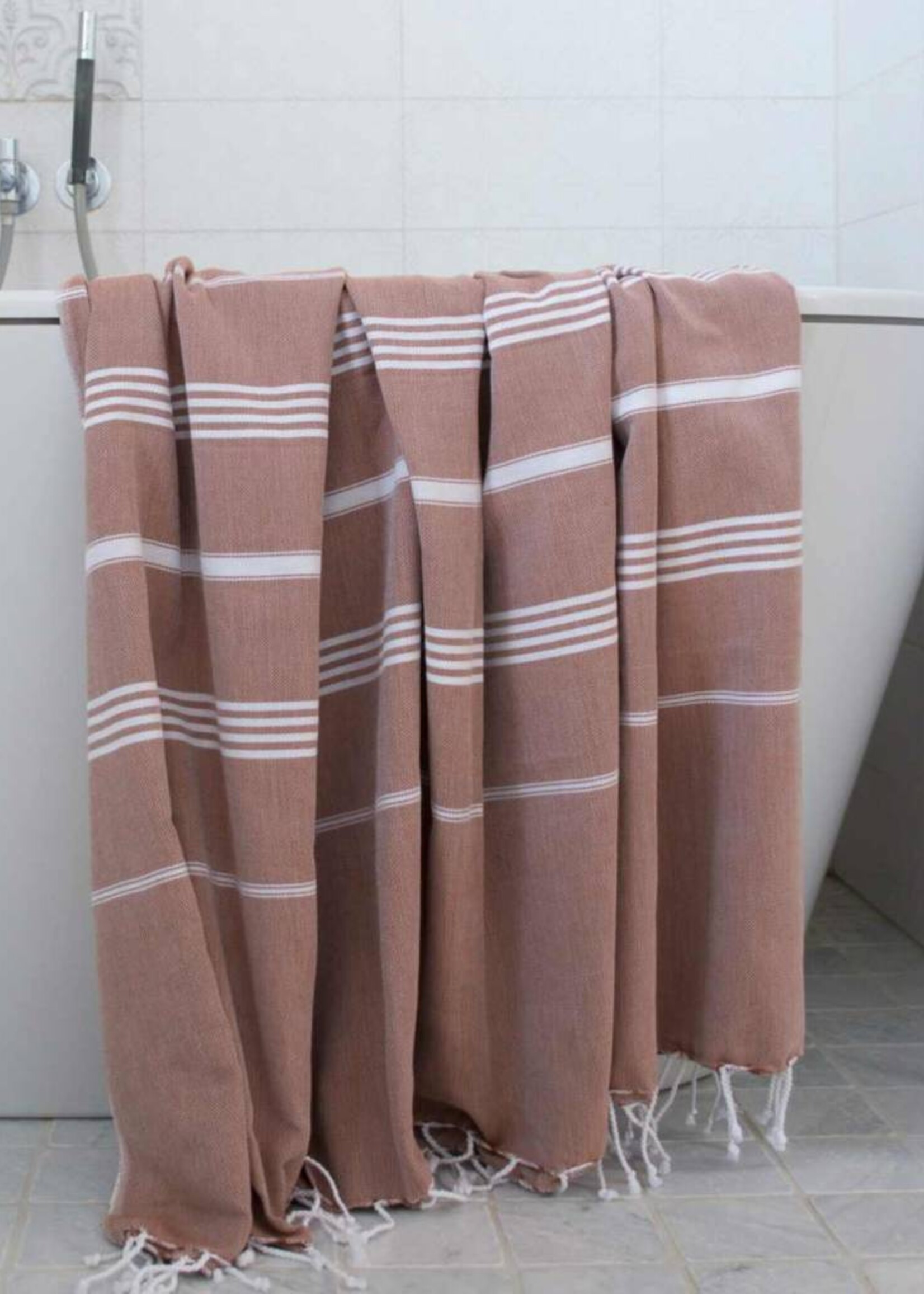 Ottomania hamamdoek Ottomania 160 x 220cm bruin - tweepersoons xxl hamamdoek