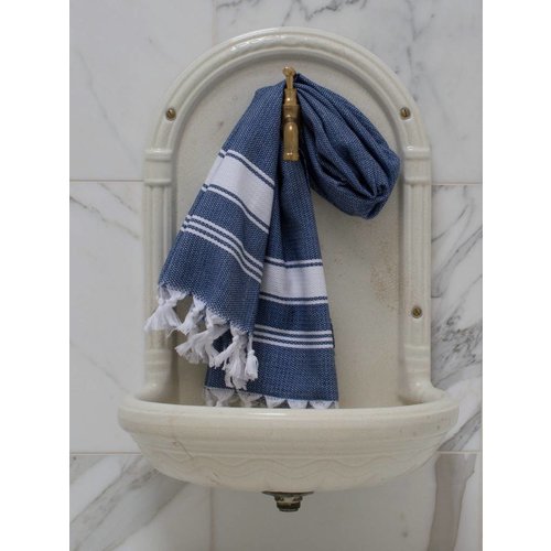 Ottomania Hamamdoek Ottomania honingraat marineblauw Ottomania Hamamdoek Ottomania honingraat marineblauw