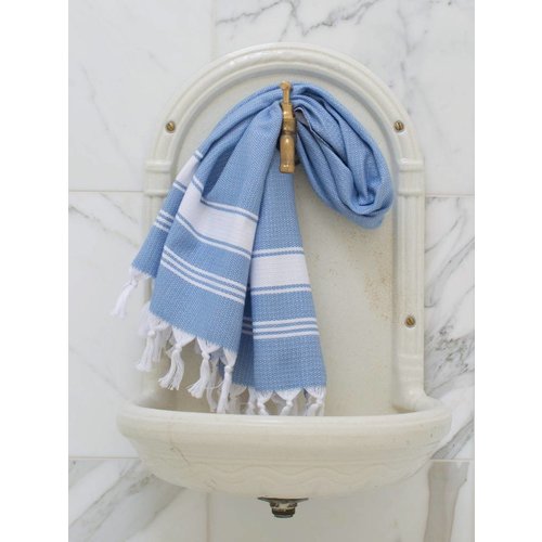 Ottomania Hamamdoek Ottomania honingraat blauw Ottomania Hamamdoek Ottomania honingraat blauw
