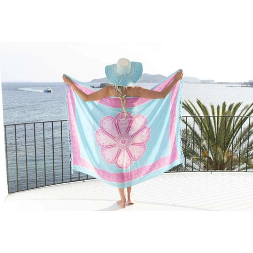 Call it Fouta! Pareo Flower Soft Blue Pink Call it Fouta! Pareo Flower Soft Blue Pink