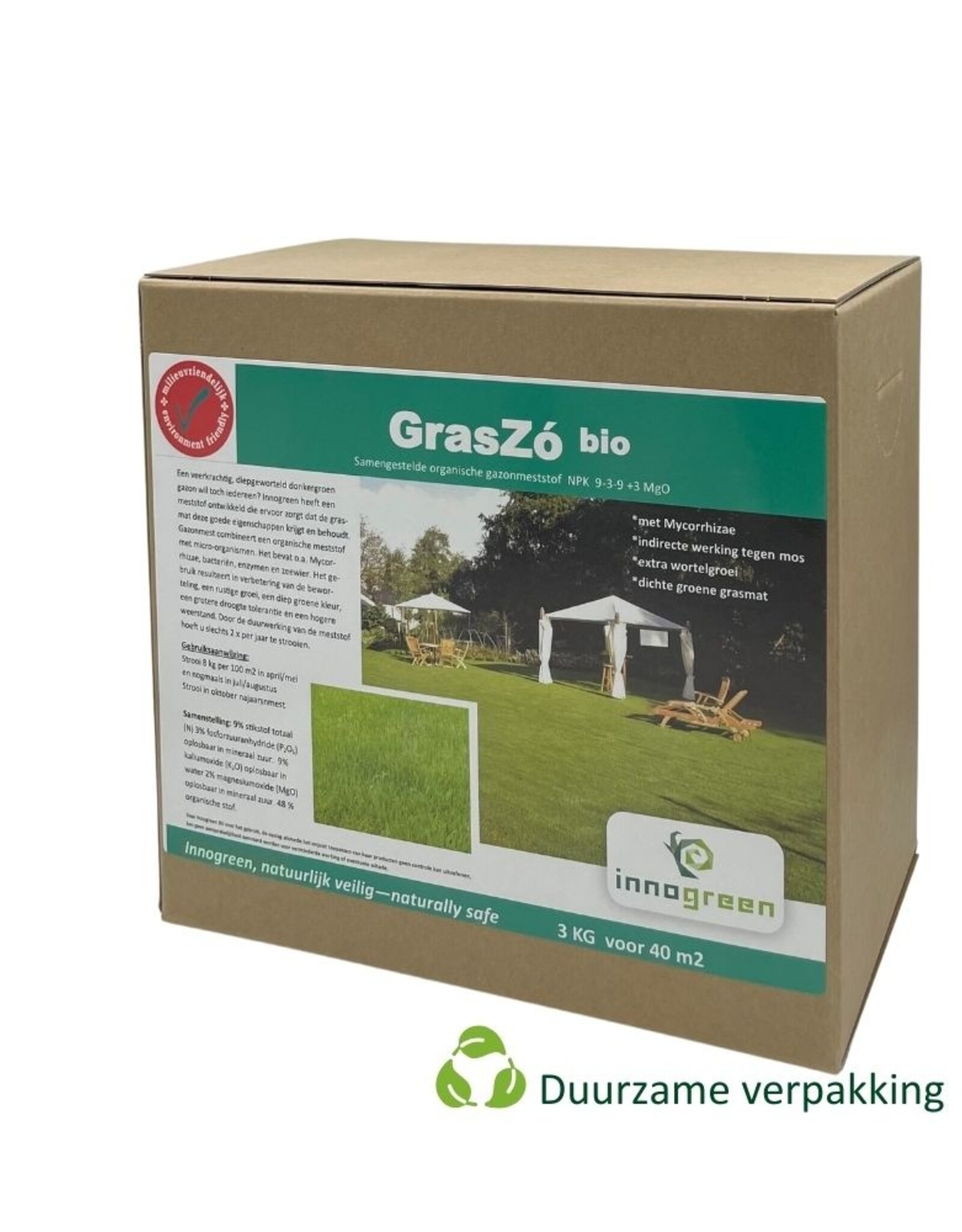 Innogreen Innogreen gazonmest GrasZó 9-3-9 + 3 Mgo met humifirst