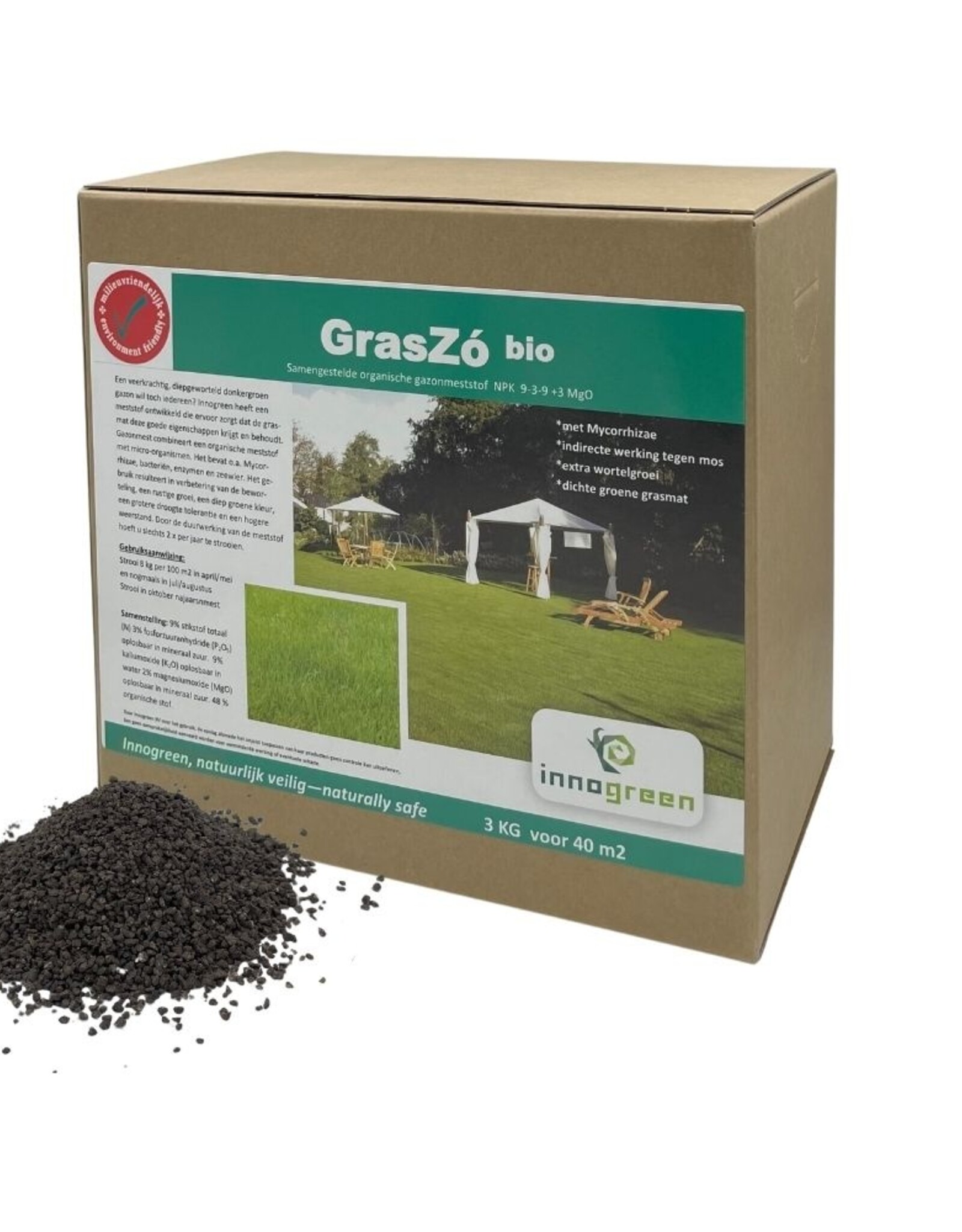 Innogreen Innogreen gazonmest GrasZó 9-3-9 + 3 Mgo met humifirst
