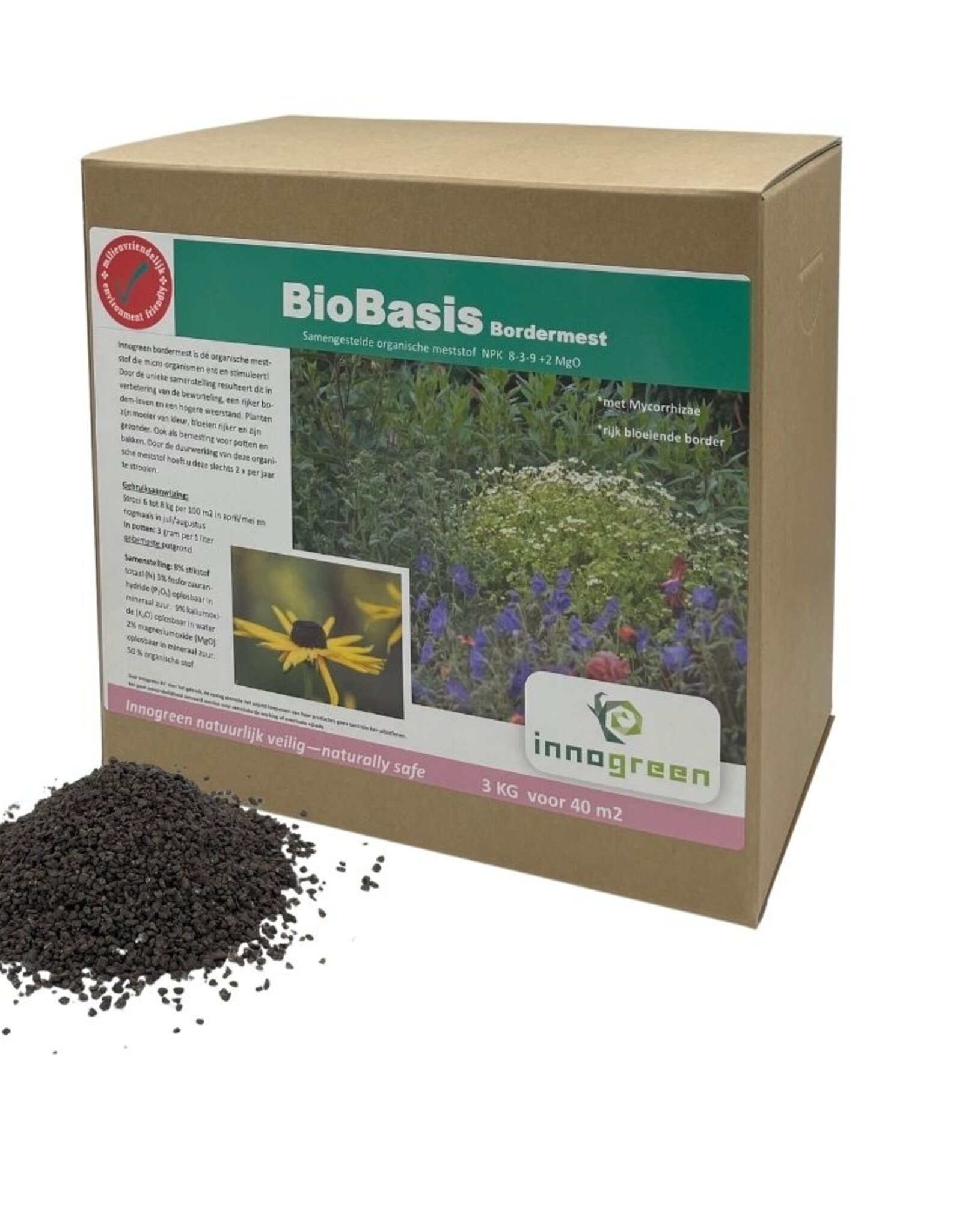 Innogreen Innogreen Biobasis NPK 8-3-9 + 2 MgO verrijkt met diverse micro-organismen - Copy