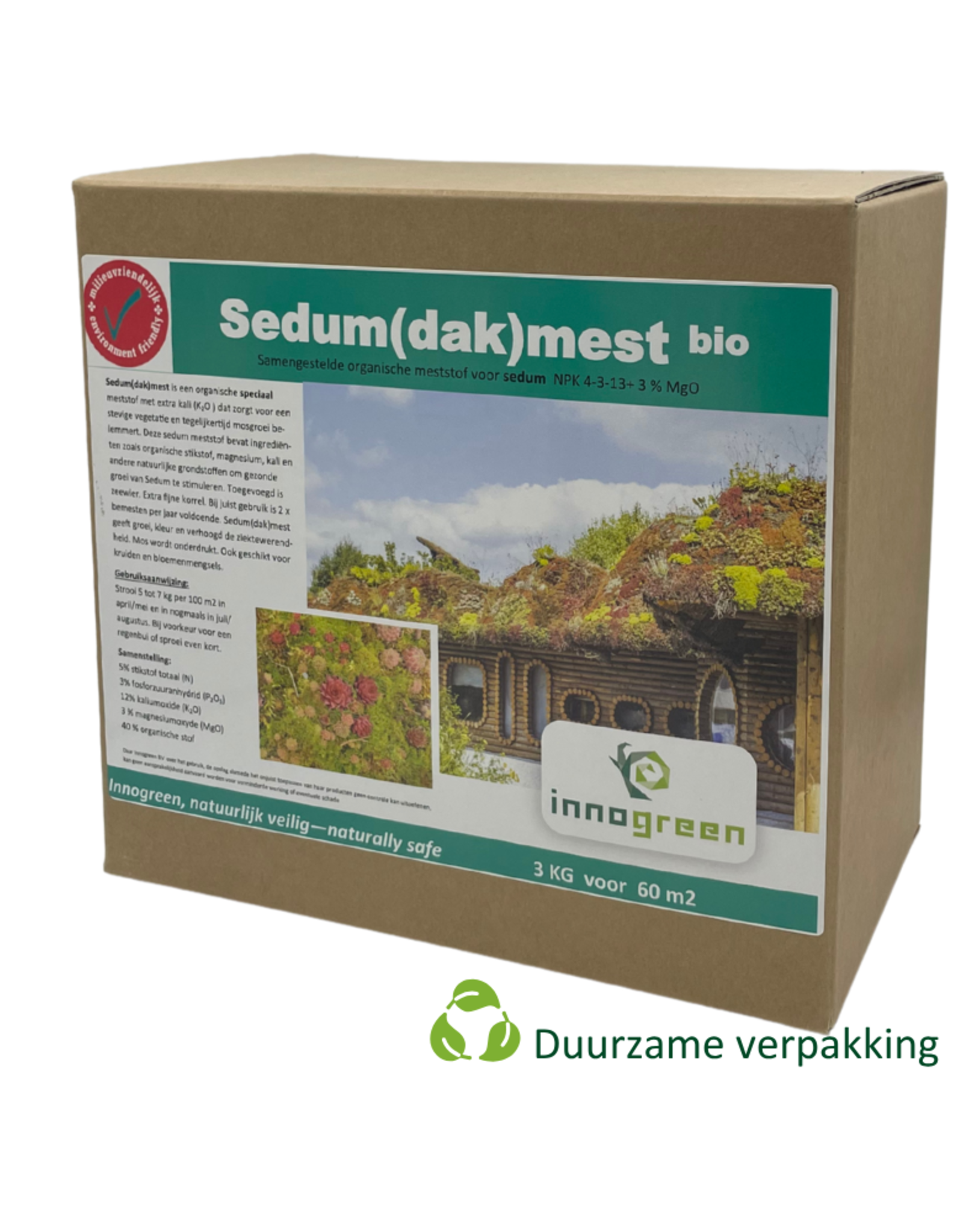 Innogreen Innogreen Greenroof sedum-mix 4-3-13 + 3 MgO + koolstof en bacteriën