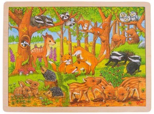 GOKI Puzzel Baby Dieren Bos Hout