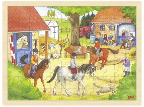 GOKI Puzzel Ponyboerderij Manege Hout